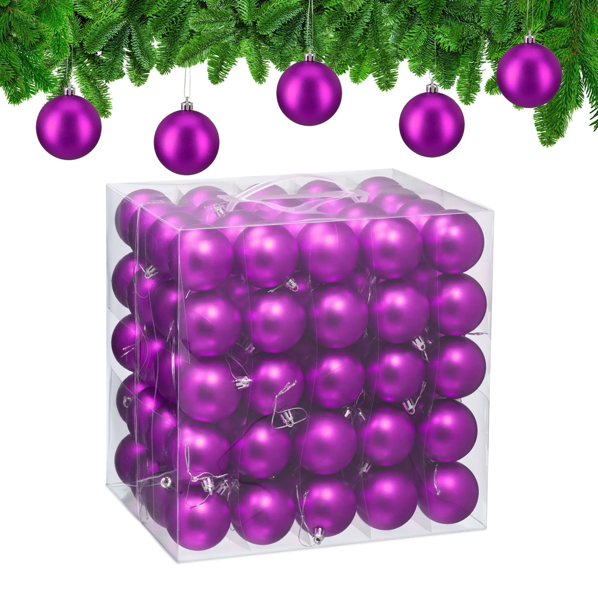 Weihnachtskugeln 100er-Set Matt Pink-Silber von Relaxdays