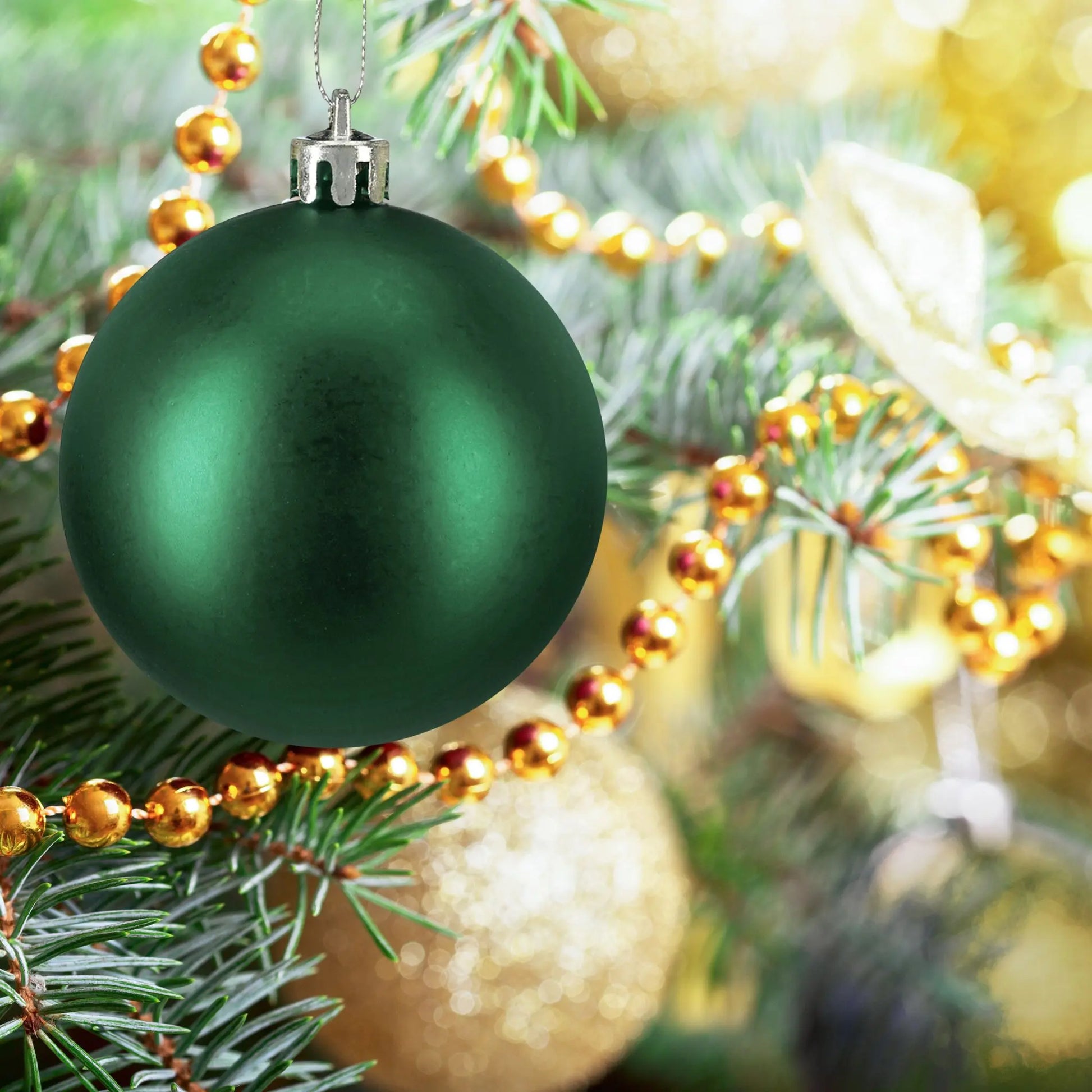 Weihnachtskugeln 100er-Set Matt Dunkelgrün-Silber von Relaxdays