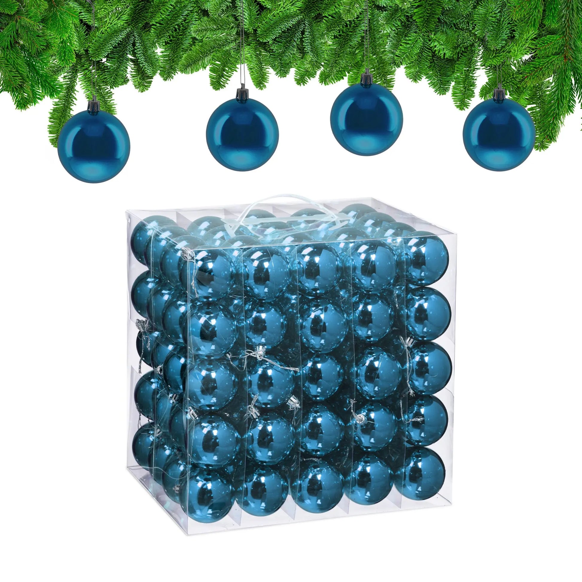 Weihnachtskugeln 100er-Set Glänzend Türkis-Silber von Relaxdays
