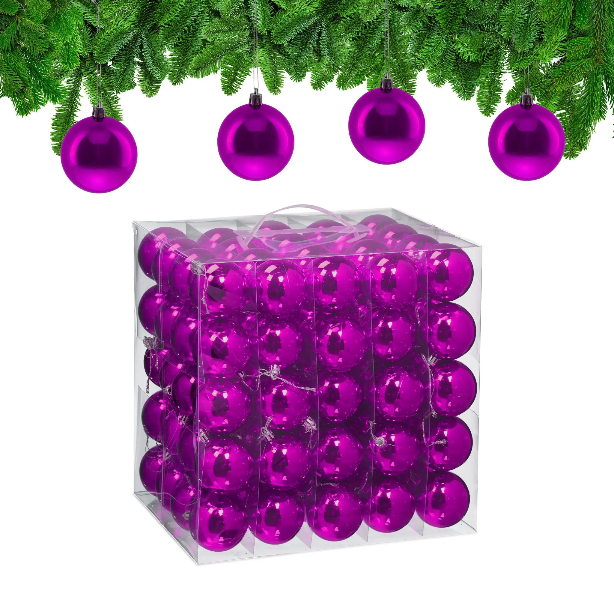 Weihnachtskugeln 100er-Set Glänzend Pink-Silber von Relaxdays