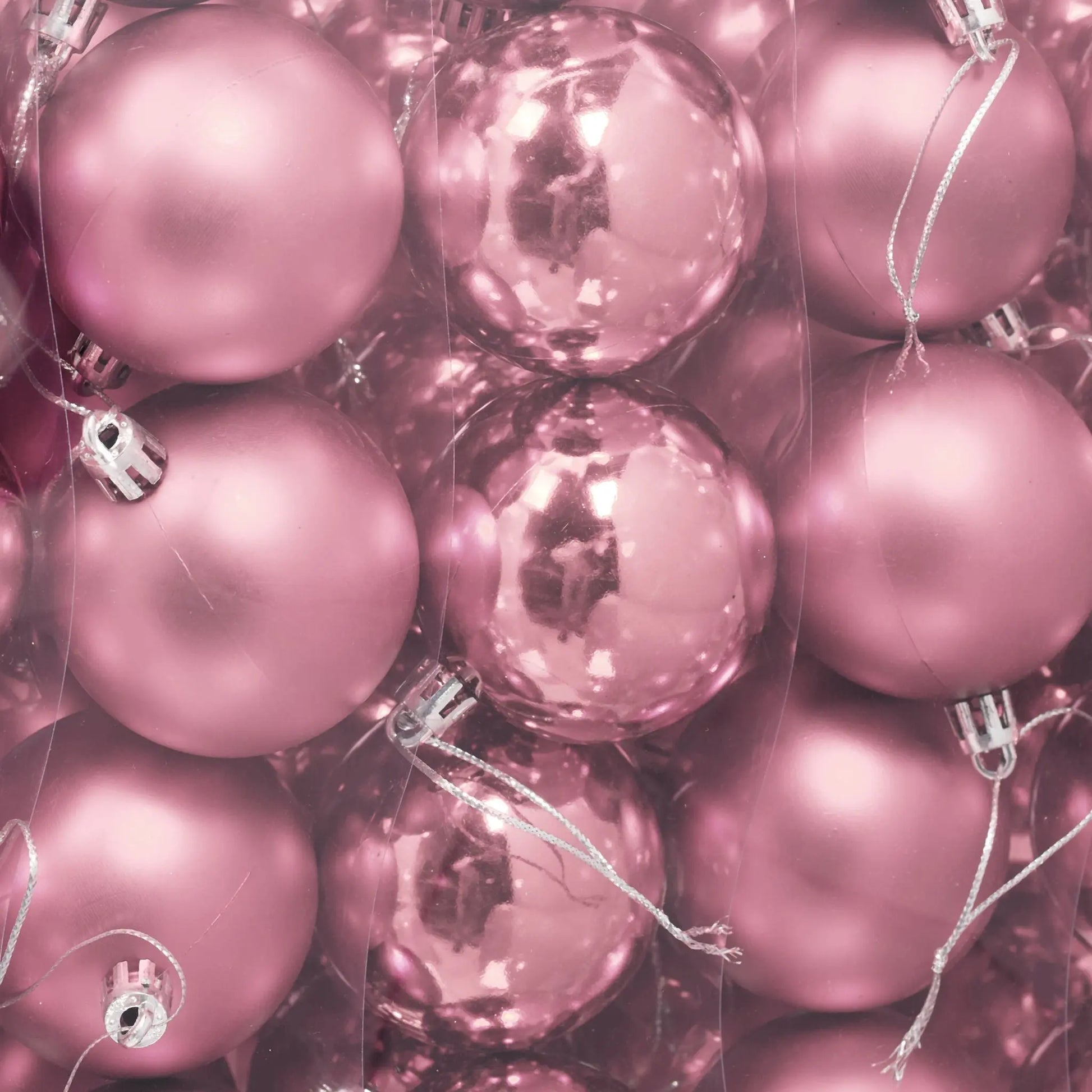 Weihnachtskugeln 50er-Set Matt-Glänzend Rosa-Silber von Relaxdays