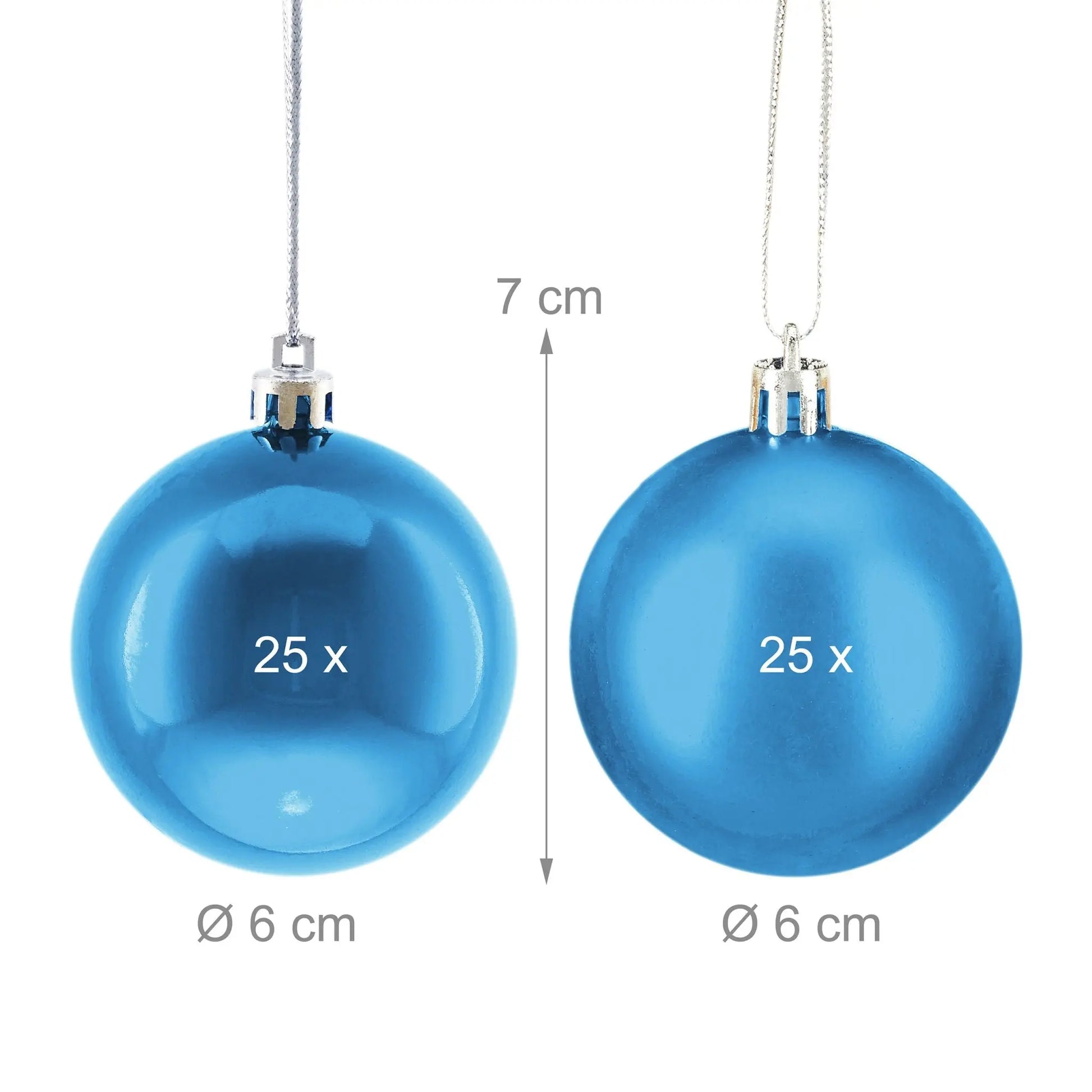 Weihnachtskugeln 50er-Set Matt-Glänzend Türkis-Silber von Relaxdays