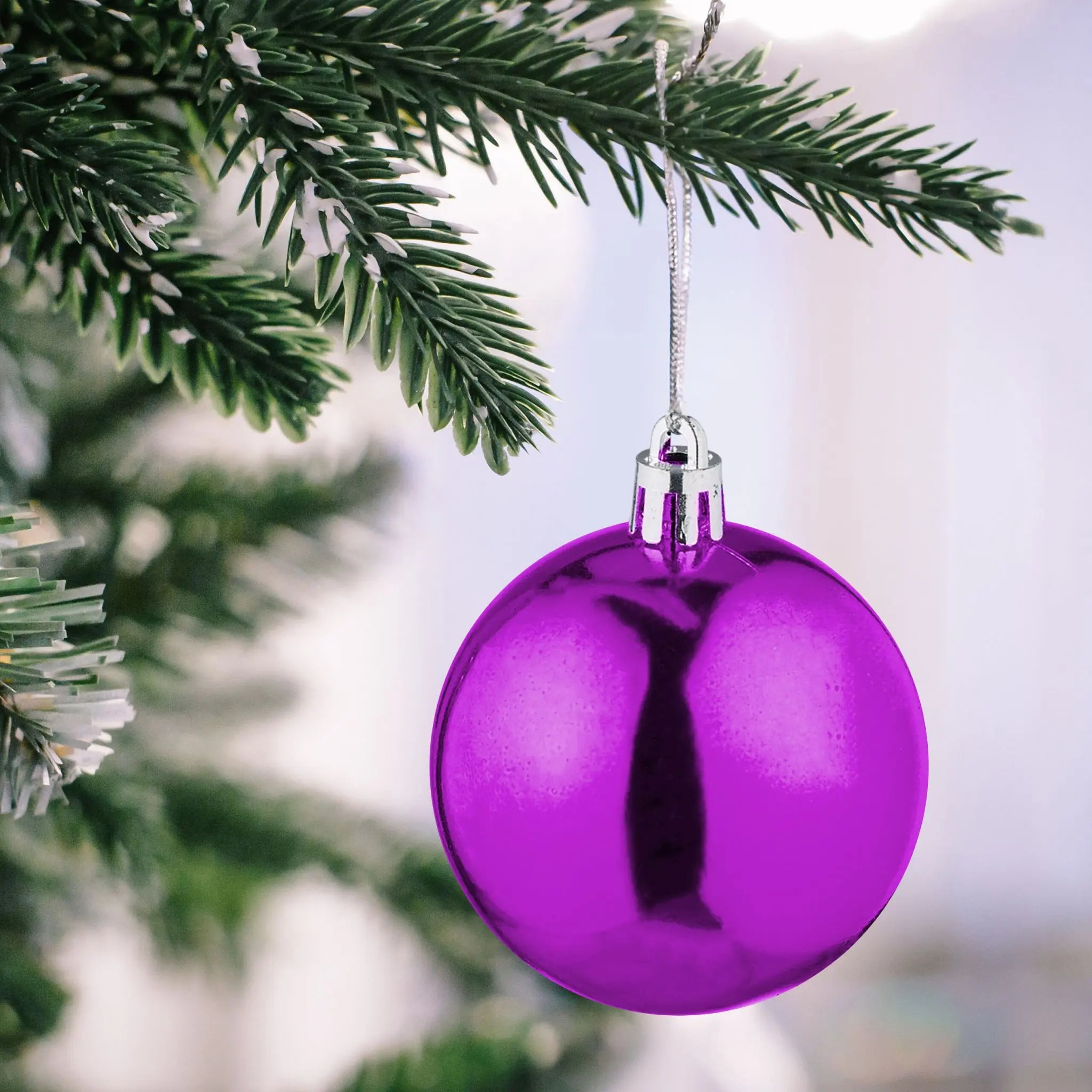 Weihnachtskugeln 50er-Set Matt-Glänzend Pink-Silber von Relaxdays