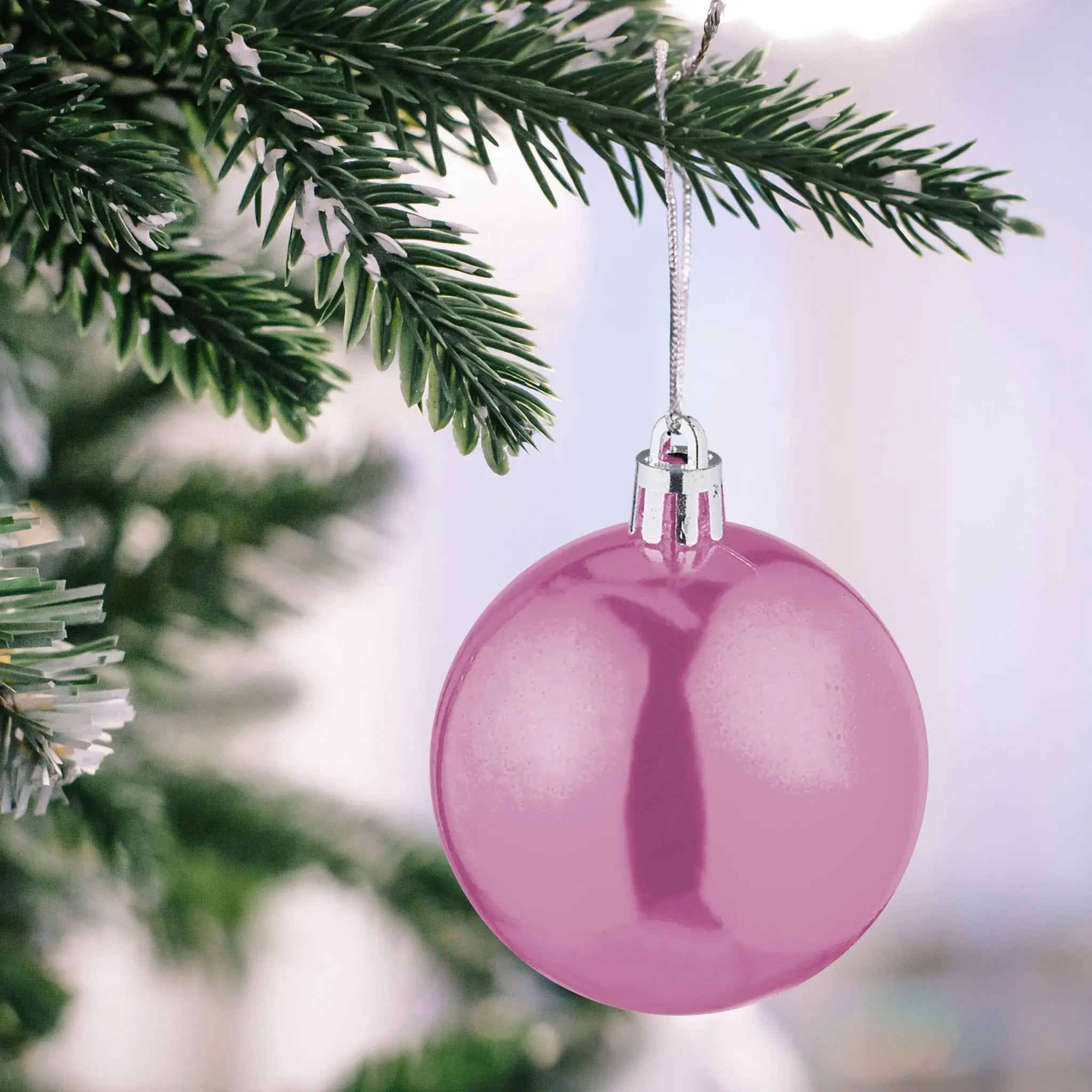 Weihnachtskugeln 100er-Set Matt-Glänzend Rosa-Silber von Relaxdays