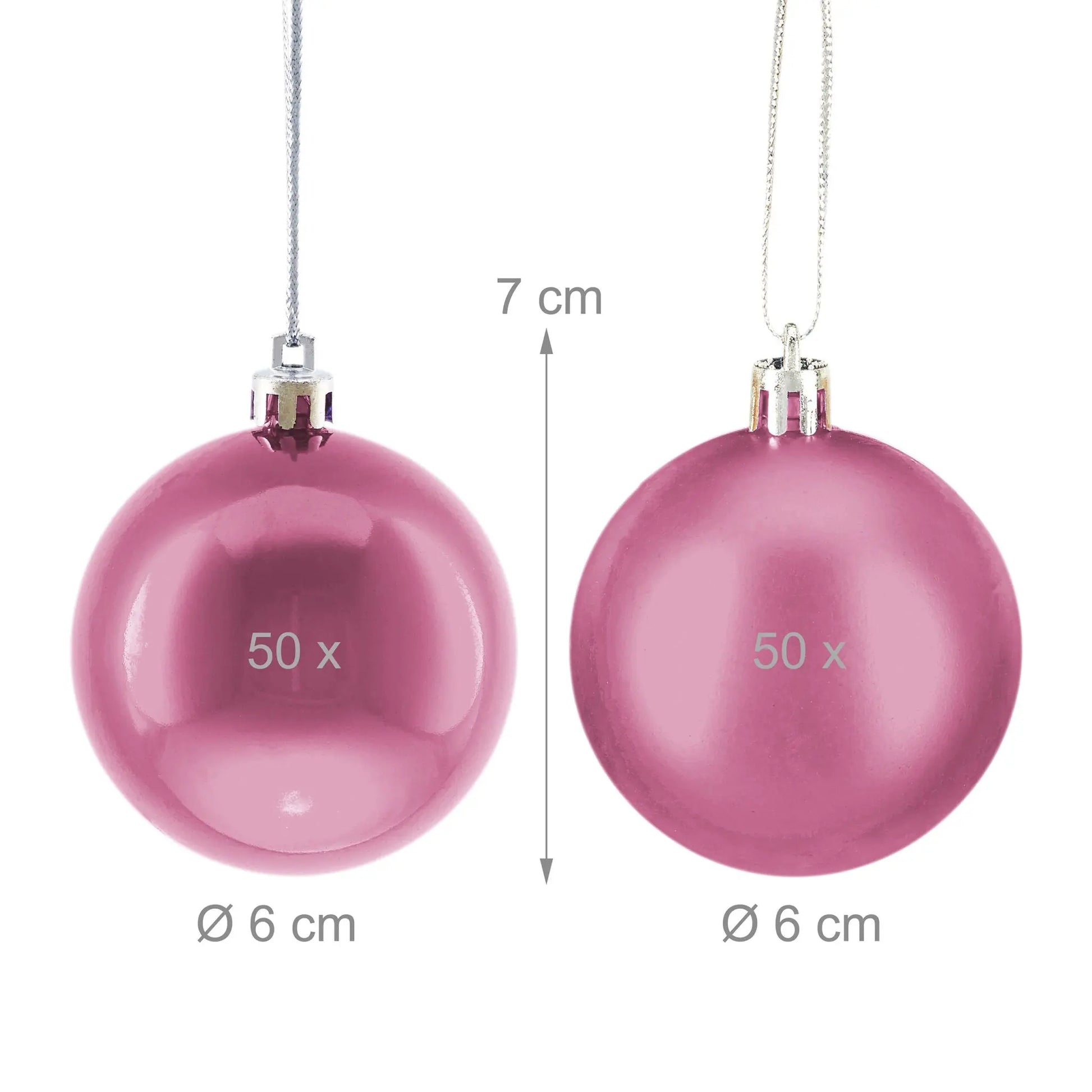 Weihnachtskugeln 100er-Set Matt-Glänzend Rosa-Silber von Relaxdays
