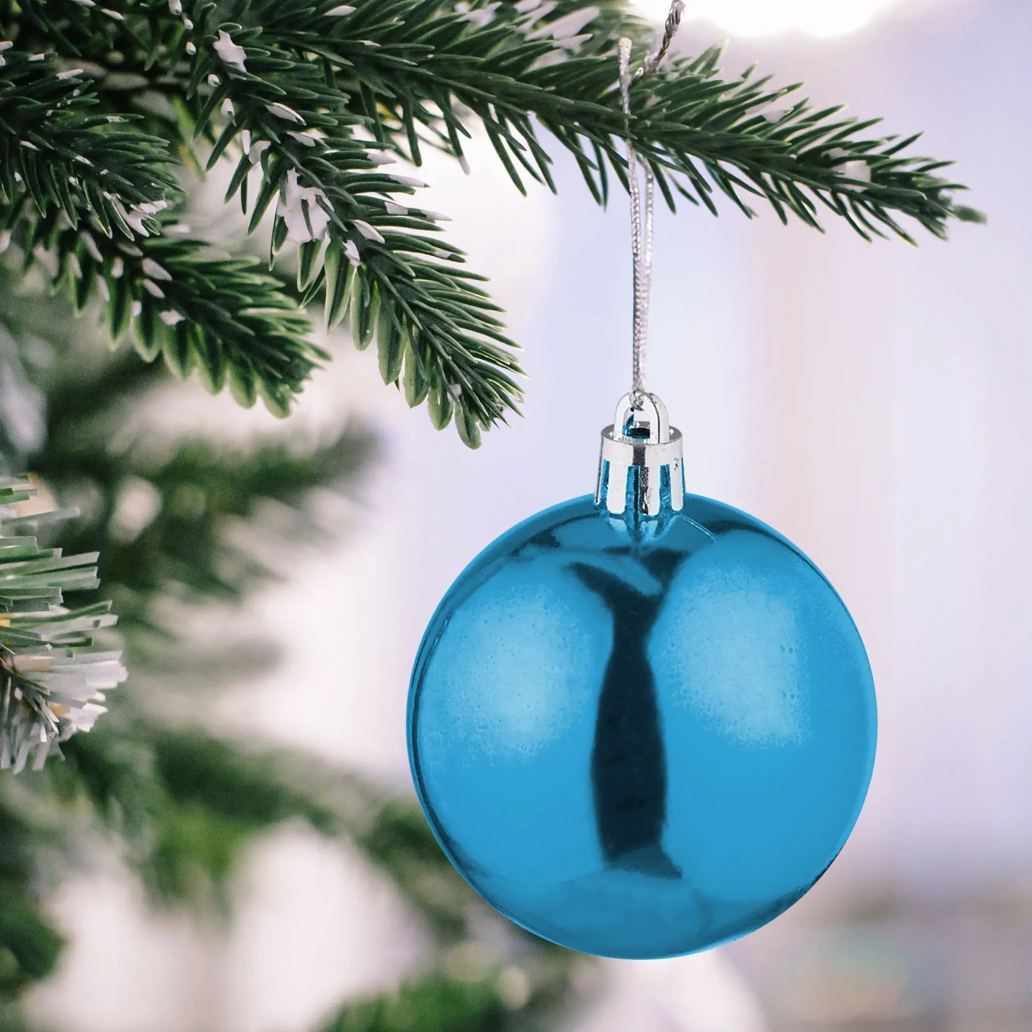 Weihnachtskugeln 100er-Set Matt-Glänzend Türkis-Silber von Relaxdays