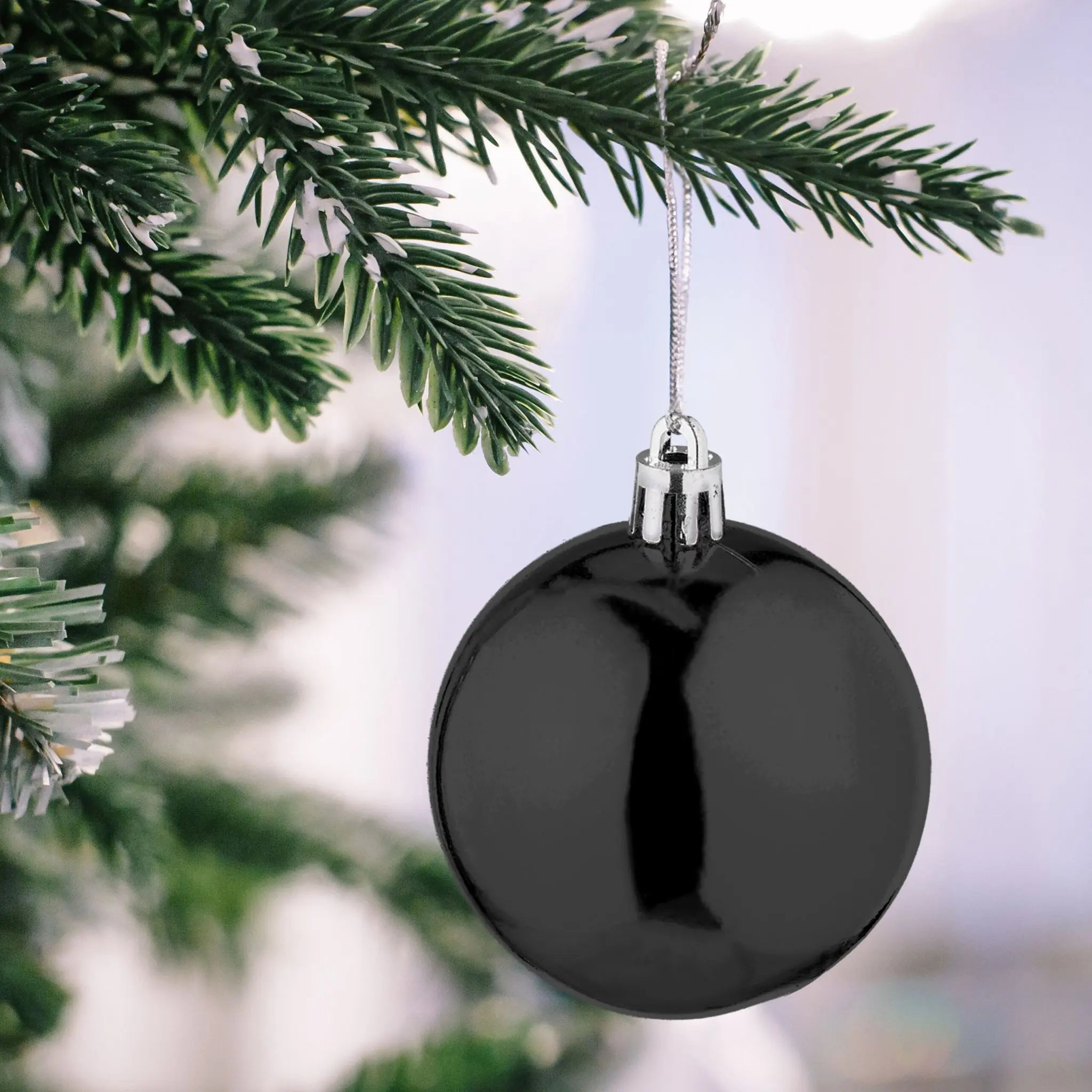 Weihnachtskugeln 100er-Set Matt-Glänzend Schwarz-Silber von Relaxdays