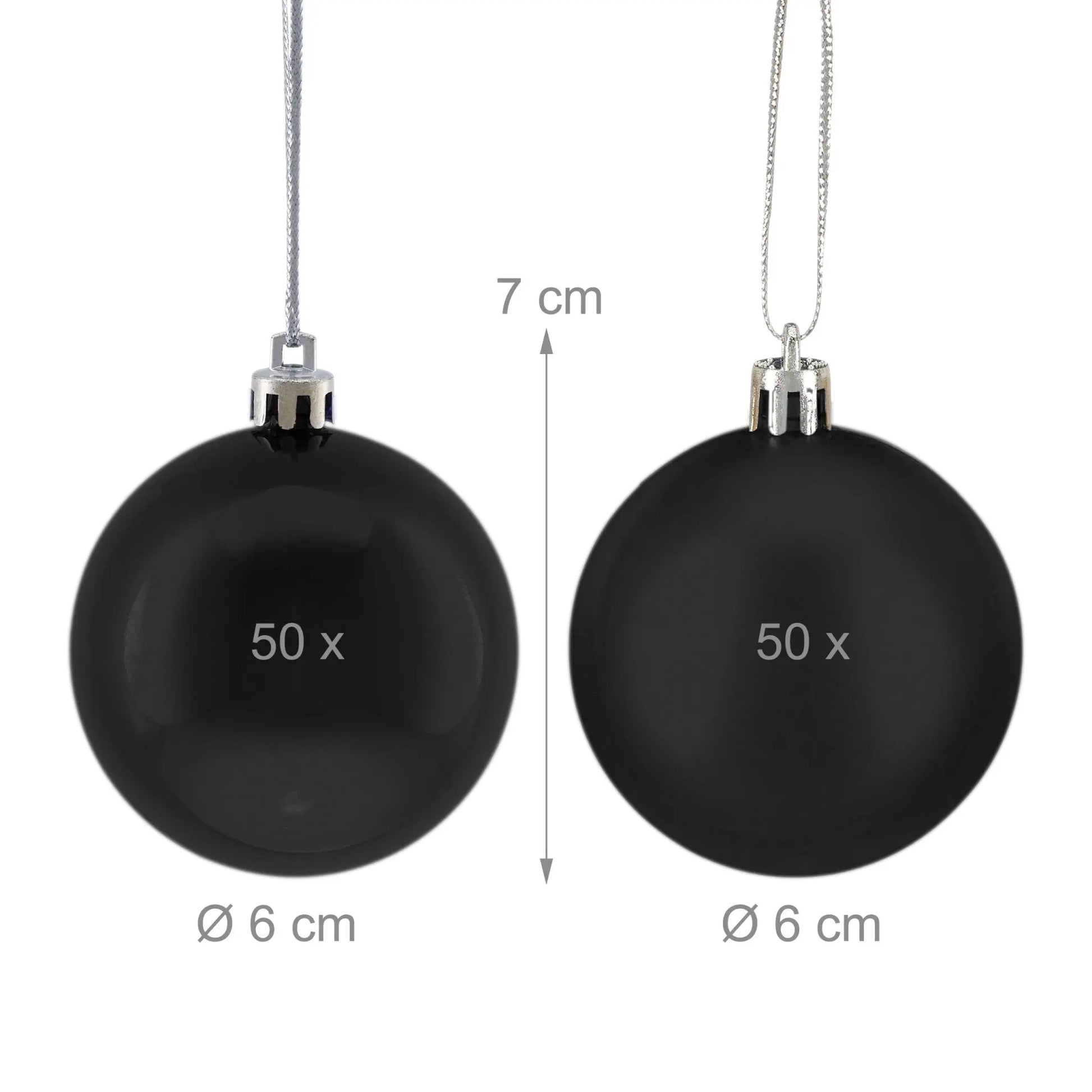 Weihnachtskugeln 100er-Set Matt-Glänzend Schwarz-Silber von Relaxdays