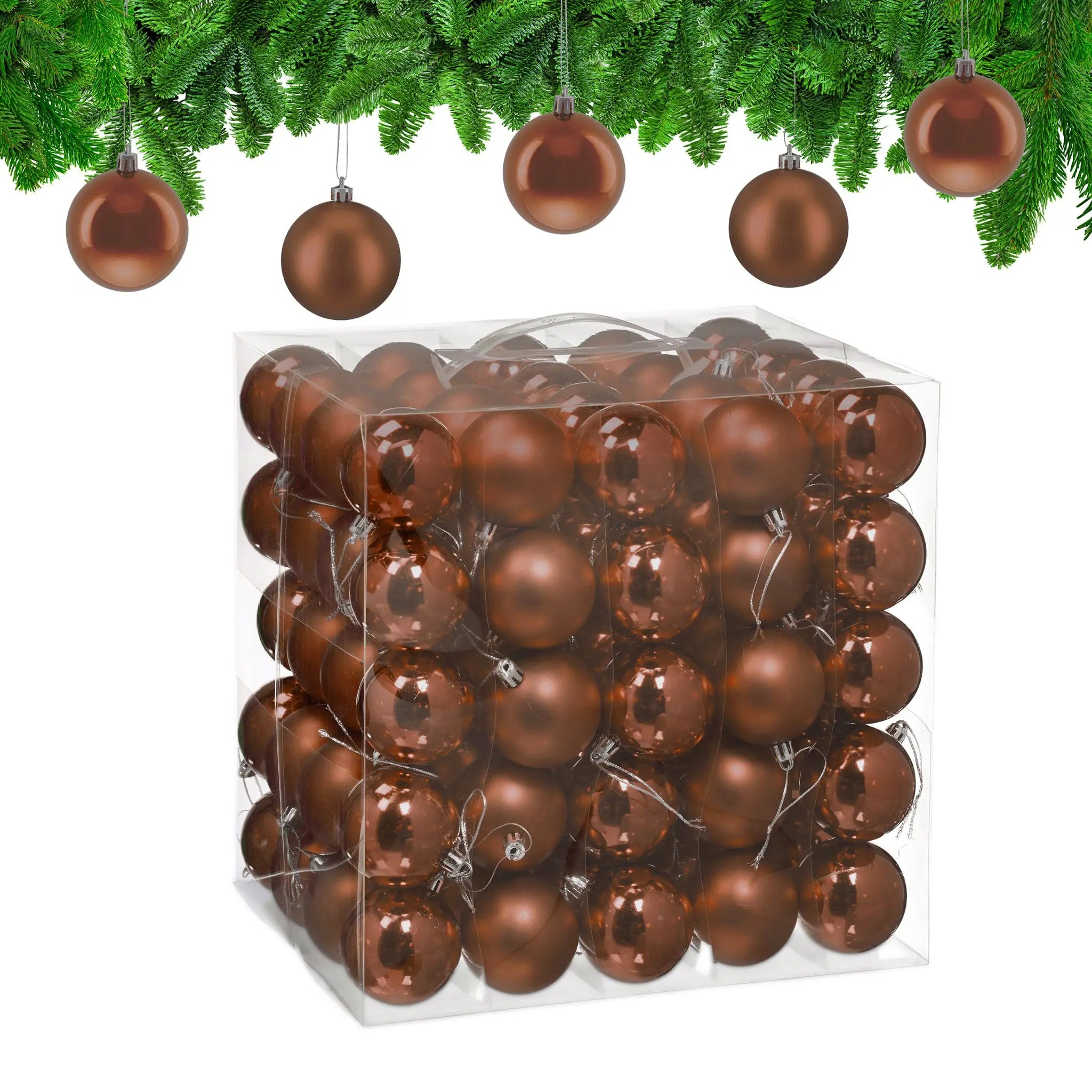 Weihnachtskugeln 100er-Set Matt-Glänzend Braun-Silber von Relaxdays