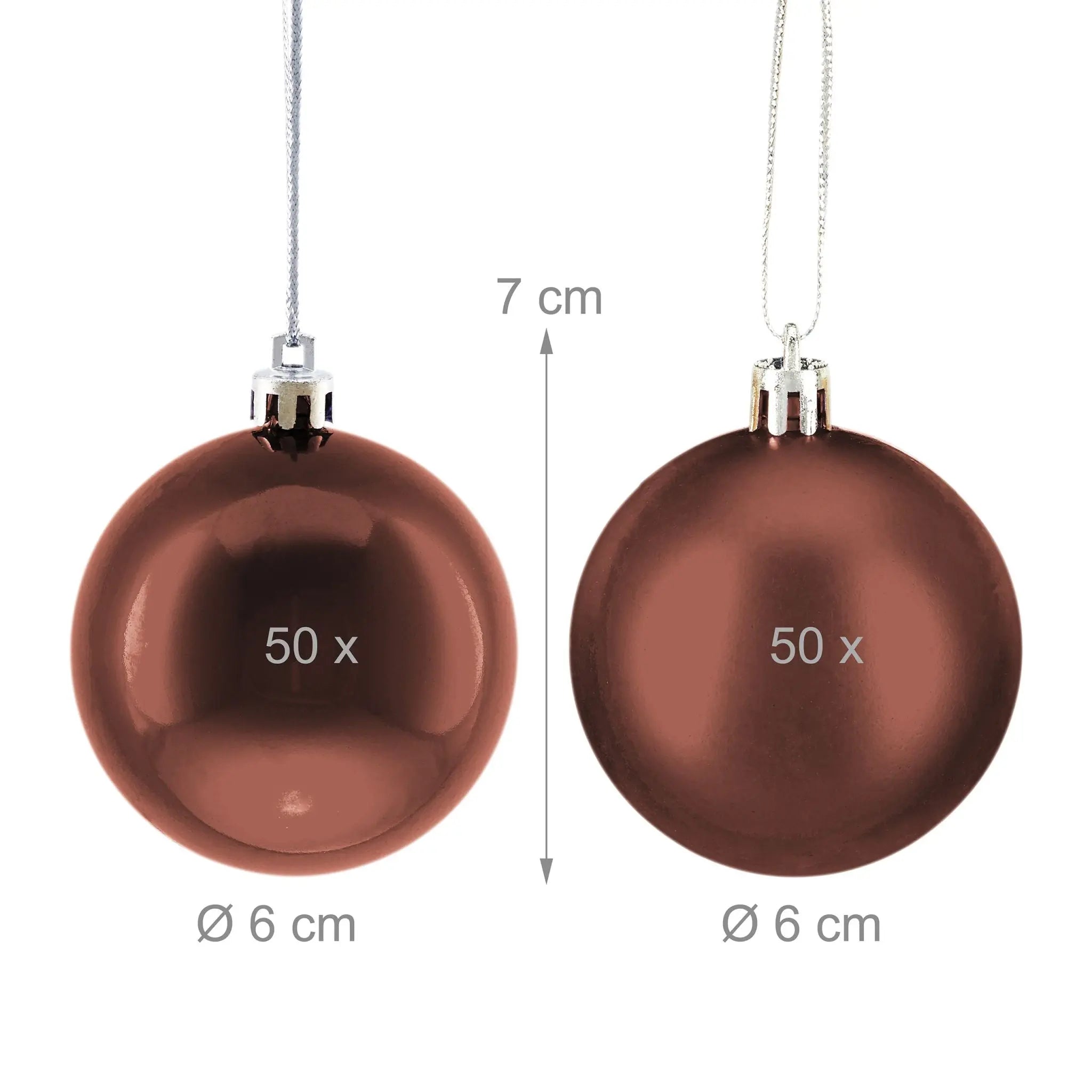 Weihnachtskugeln 100er-Set Matt-Glänzend Braun-Silber von Relaxdays