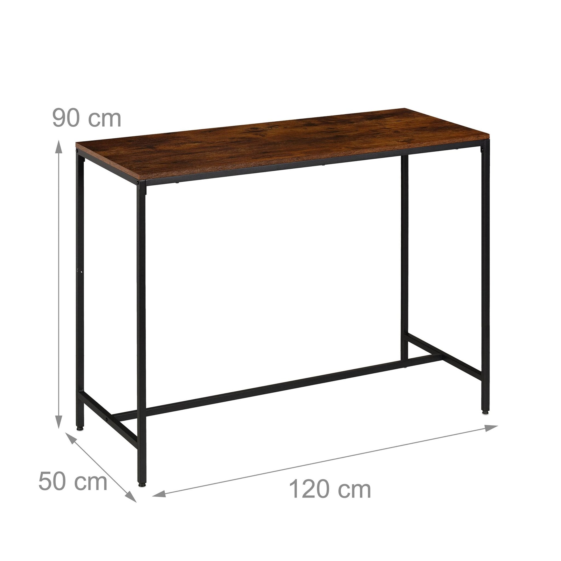 Bartisch Set mit 2 Hockern Industrial Dunkelbraun-Schwarz von Relaxdays