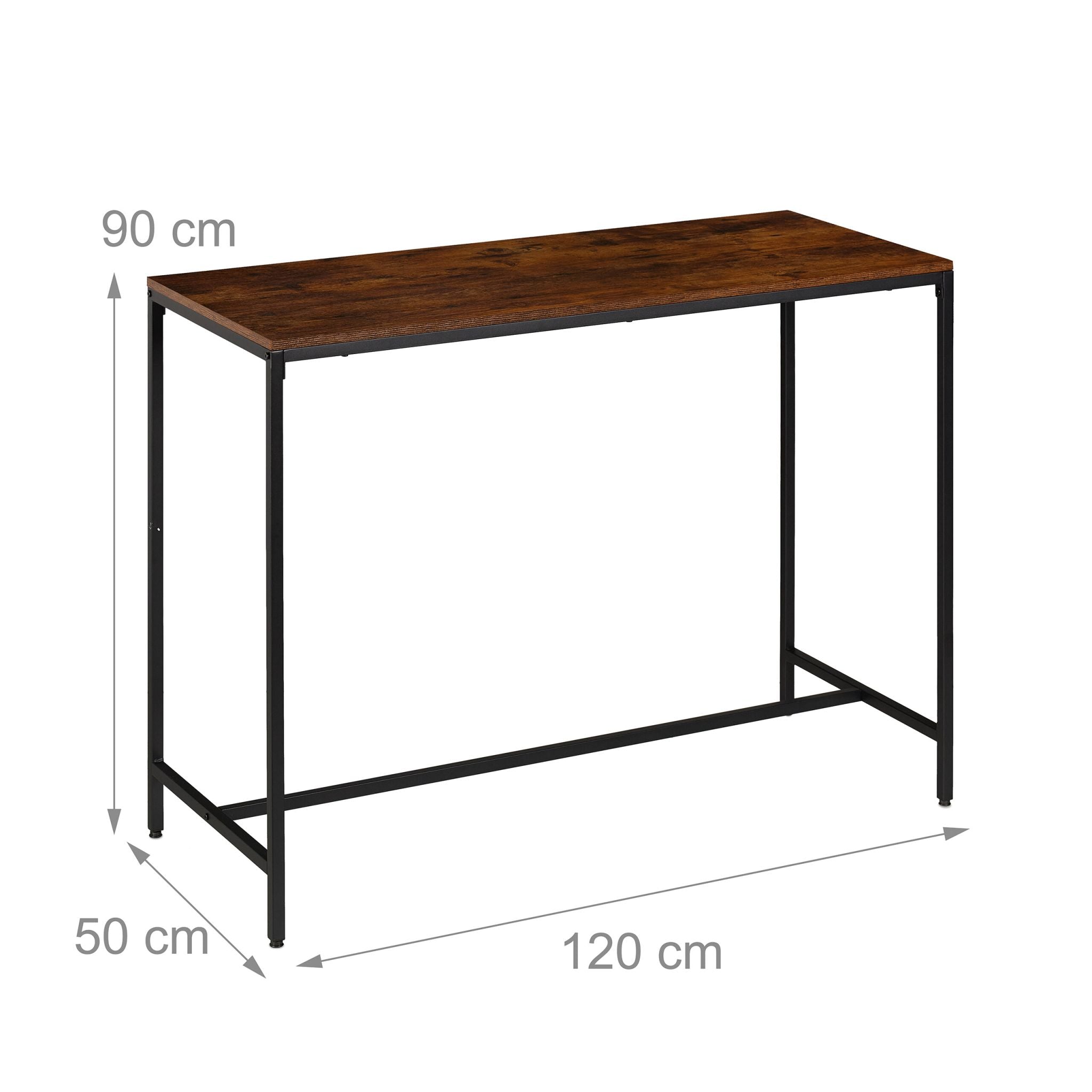 Bartisch Set mit 2 Hockern Industrial Dunkelbraun-Schwarz von Relaxdays