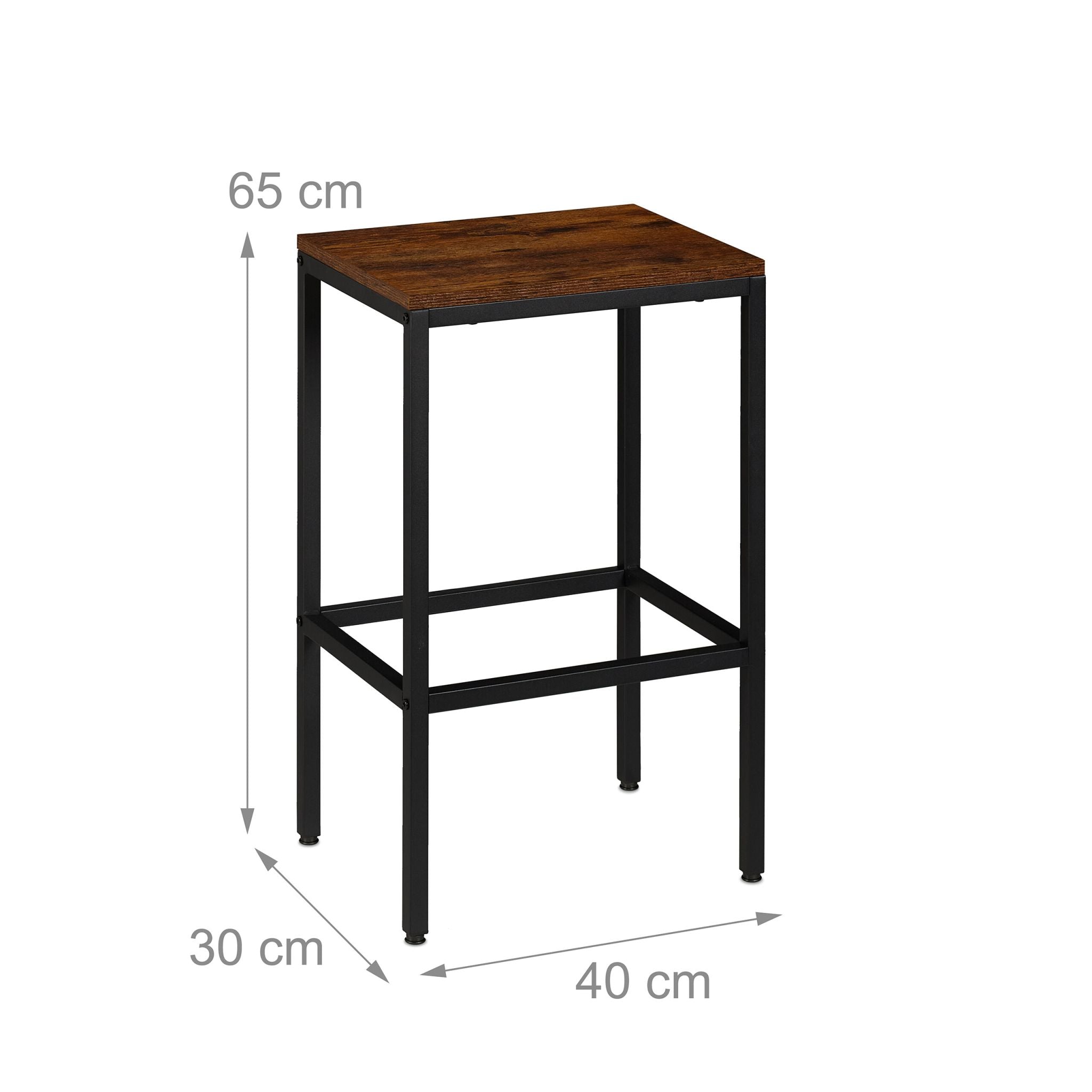 Bartisch Set mit 2 Hockern Industrial Dunkelbraun-Schwarz von Relaxdays