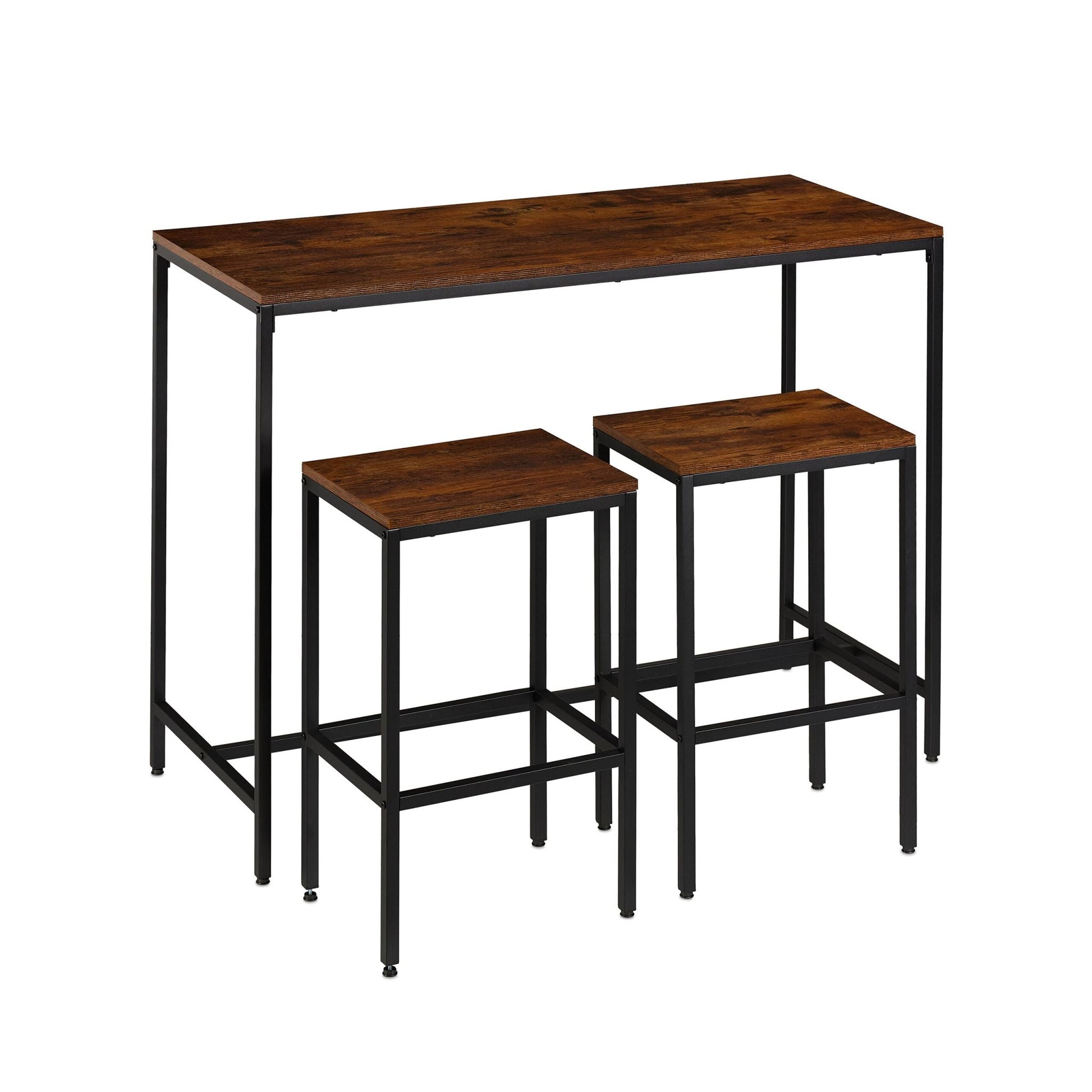 Bartisch Set mit 2 Hockern Industrial Dunkelbraun-Schwarz von Relaxdays