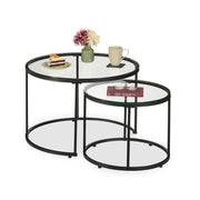 Satztisch 2er-Set Glas & Metall Schwarz-Transparent von Relaxdays