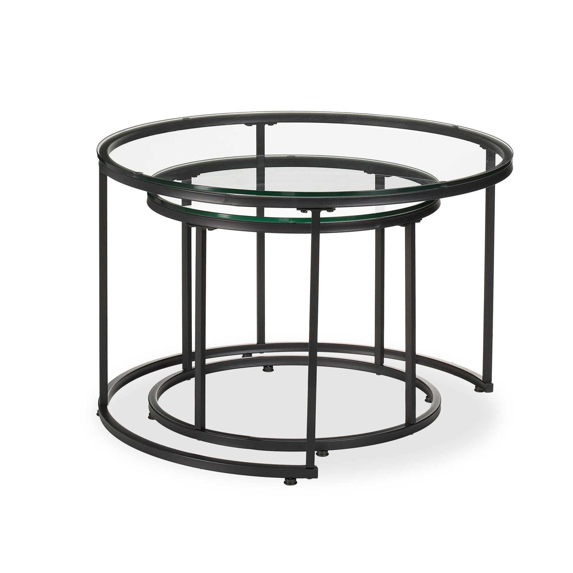 Satztisch 2er-Set Glas & Metall Schwarz-Transparent von Relaxdays