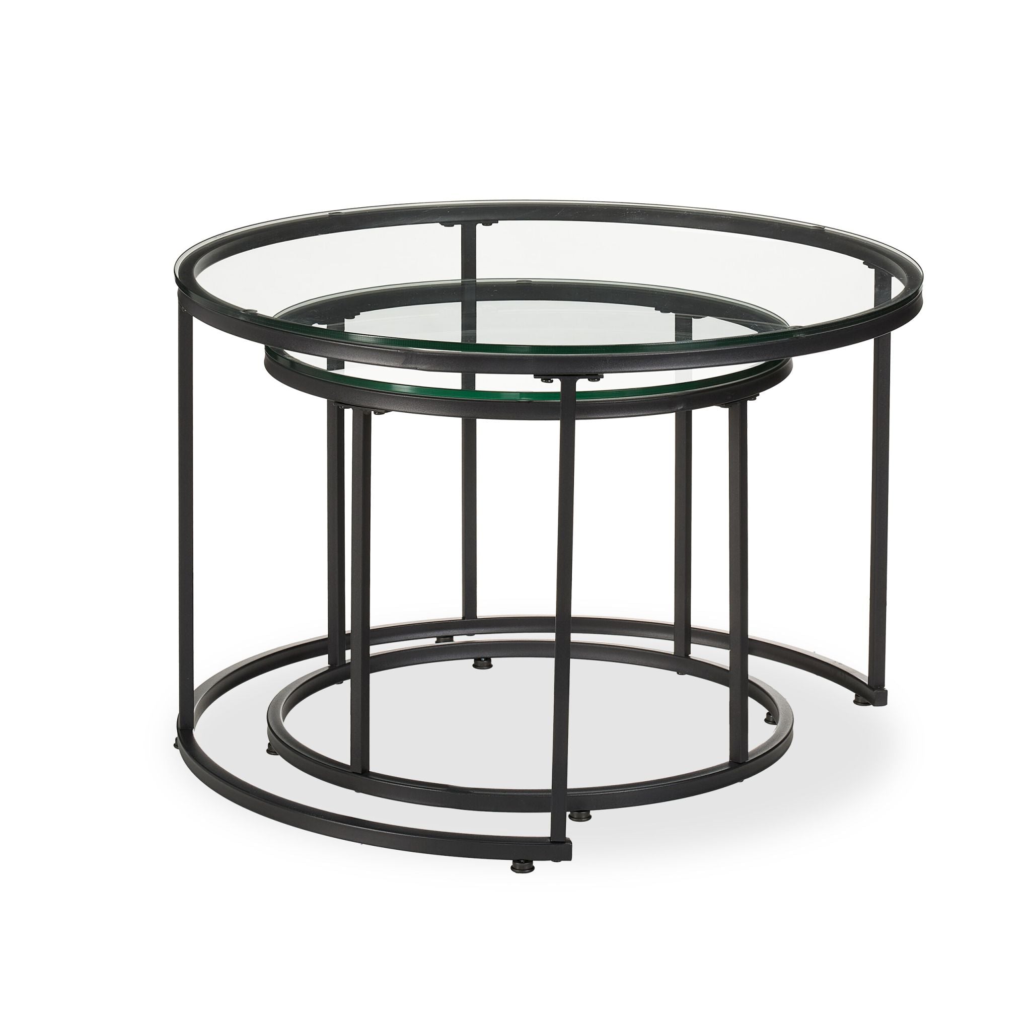 Satztisch 2er-Set Glas & Metall Schwarz-Transparent von Relaxdays