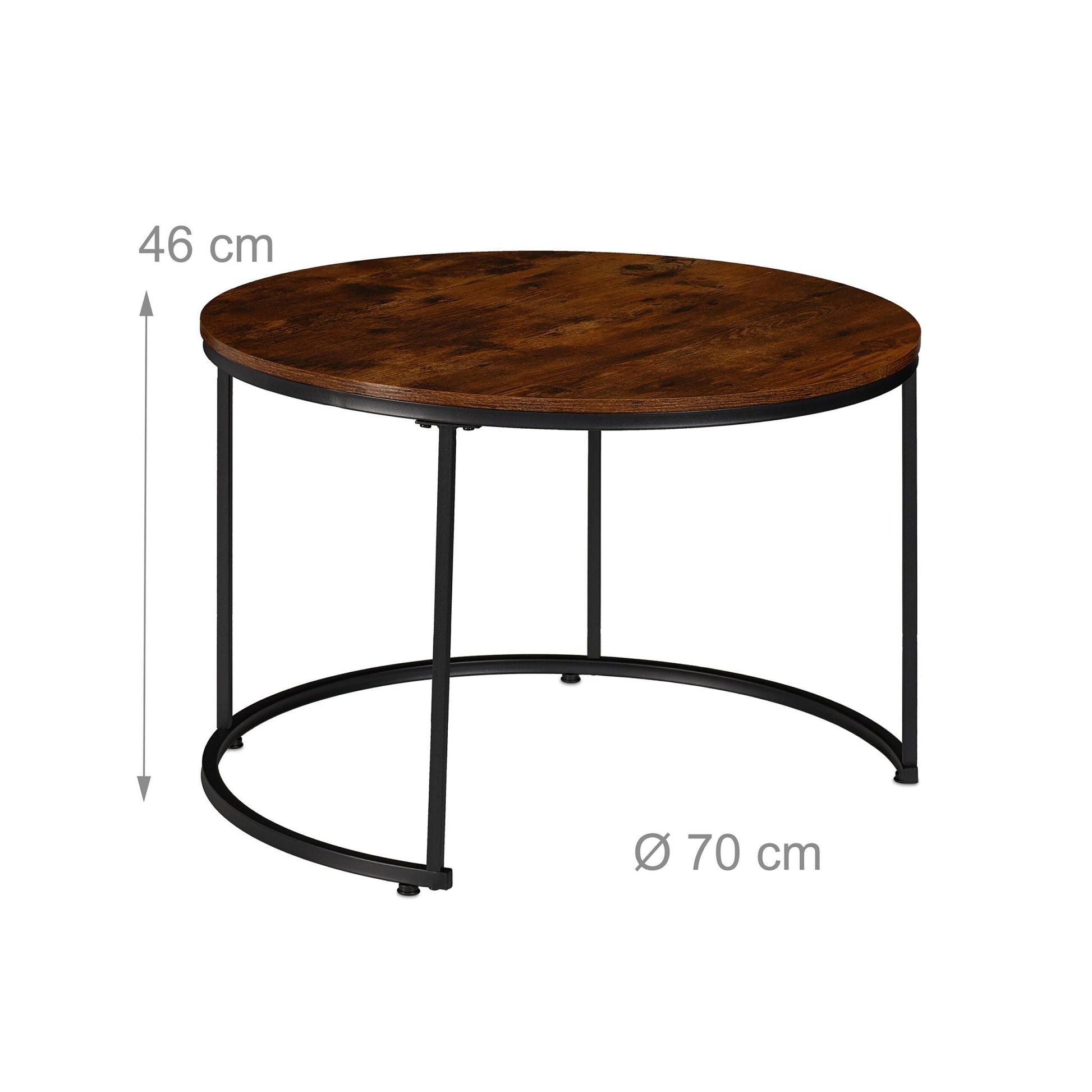 Satztisch 2er-Set Industrial-Design Dunkelbraun-Schwarz von Relaxdays