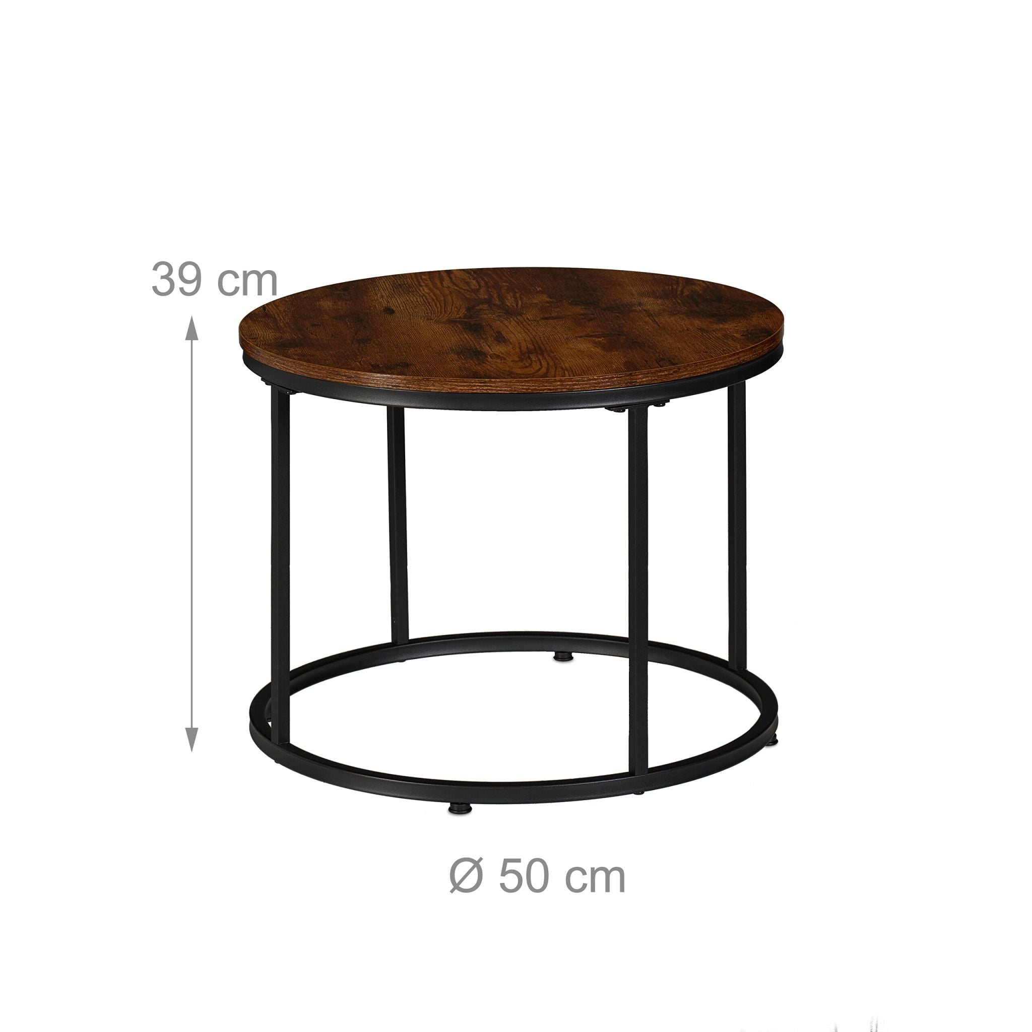 Satztisch 2er-Set Industrial-Design Dunkelbraun-Schwarz von Relaxdays