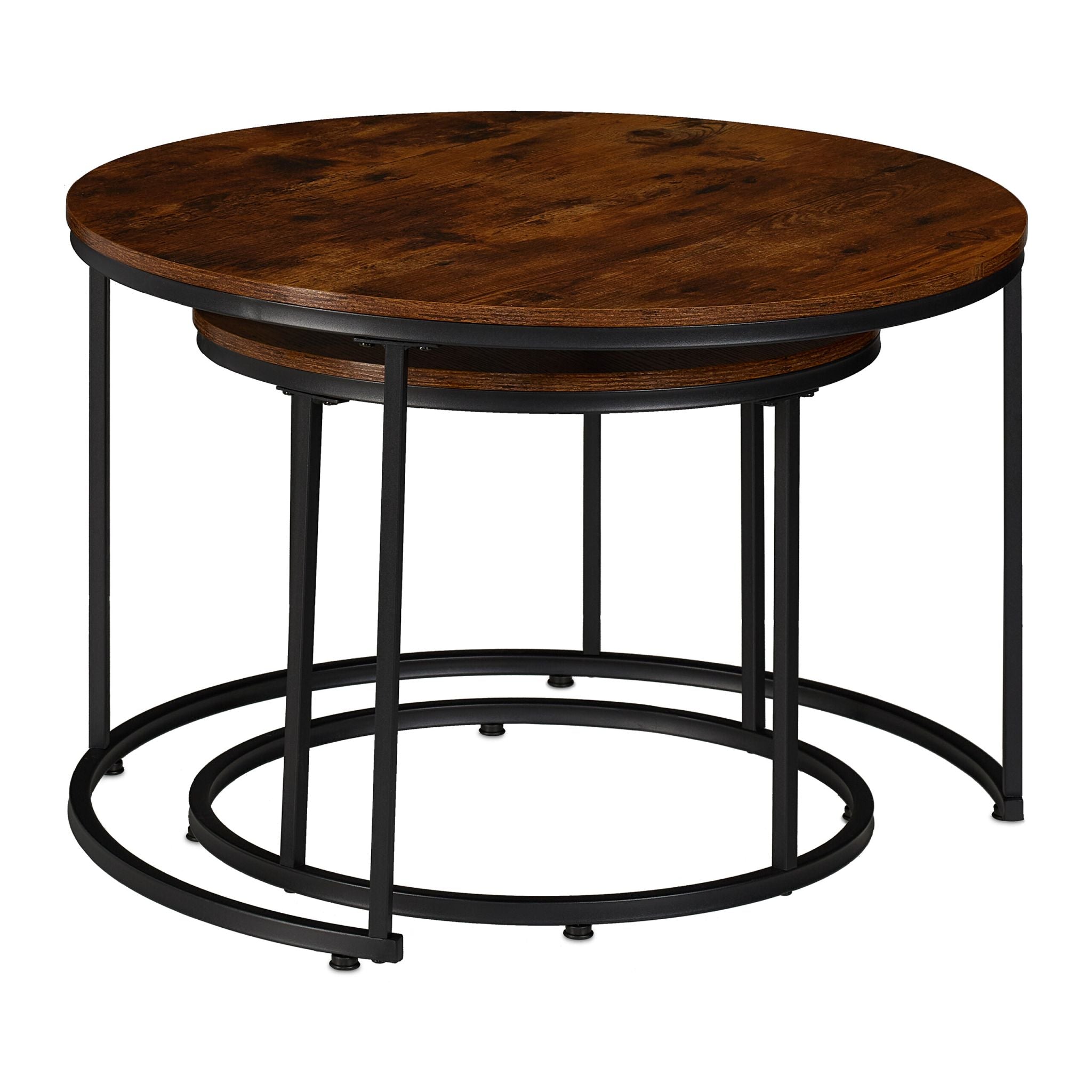 Satztisch 2er-Set Industrial-Design Dunkelbraun-Schwarz von Relaxdays