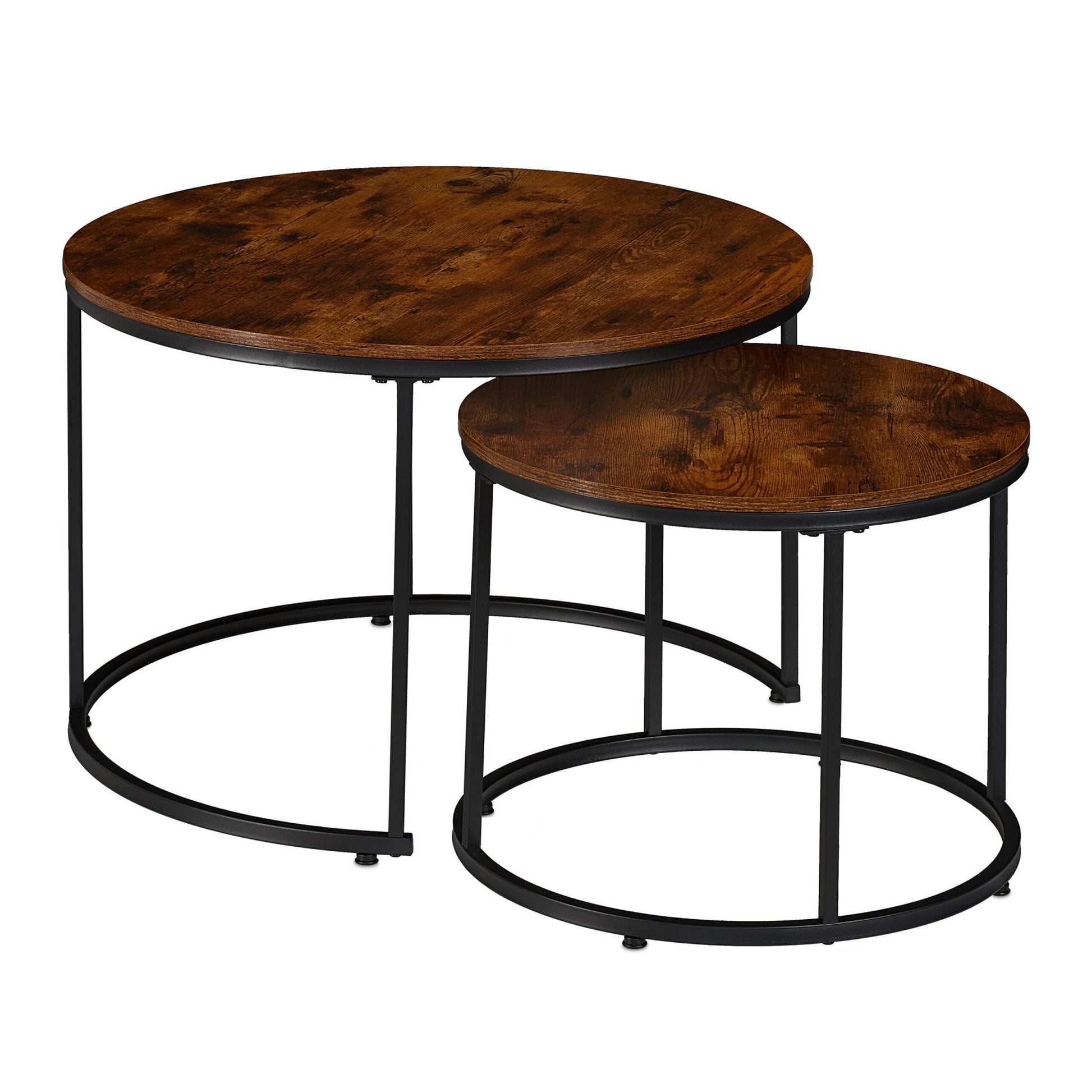Satztisch 2er-Set Industrial-Design Dunkelbraun-Schwarz von Relaxdays