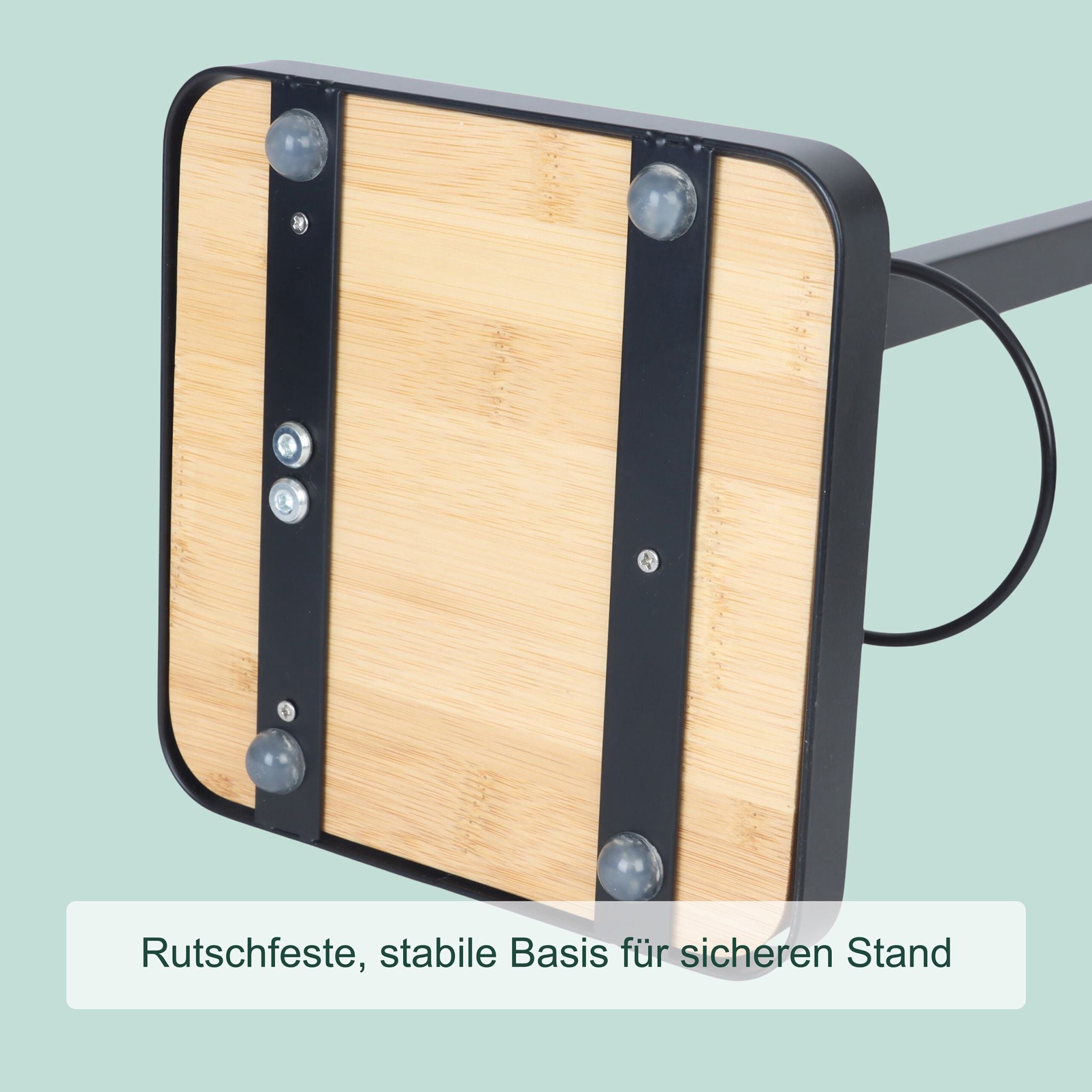 WC Garnitur Bambus & Stahl Hellbraun-Schwarz