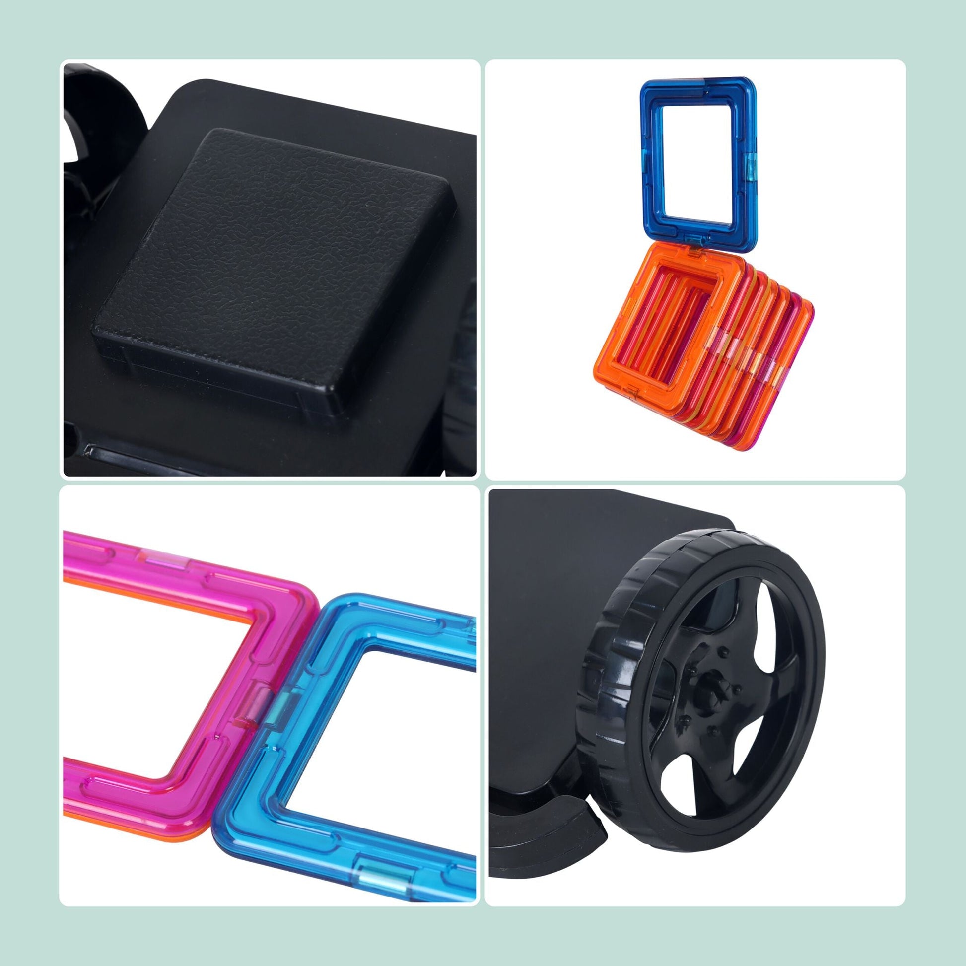 Magnetbausteine Set für Kinder Blau-Orange-Rot von Relaxdays