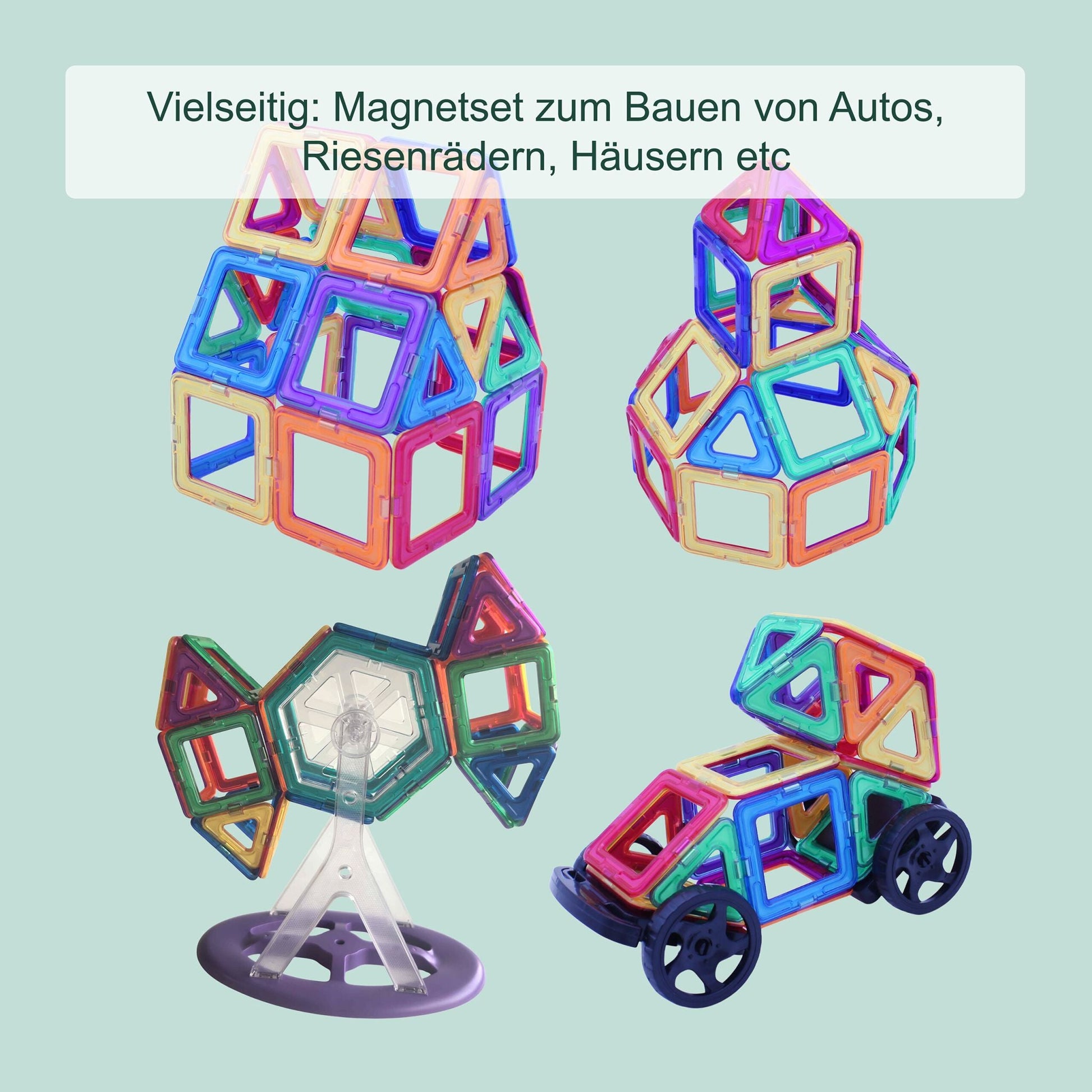 Magnetbausteine Set für Kinder Blau-Orange-Rot von Relaxdays