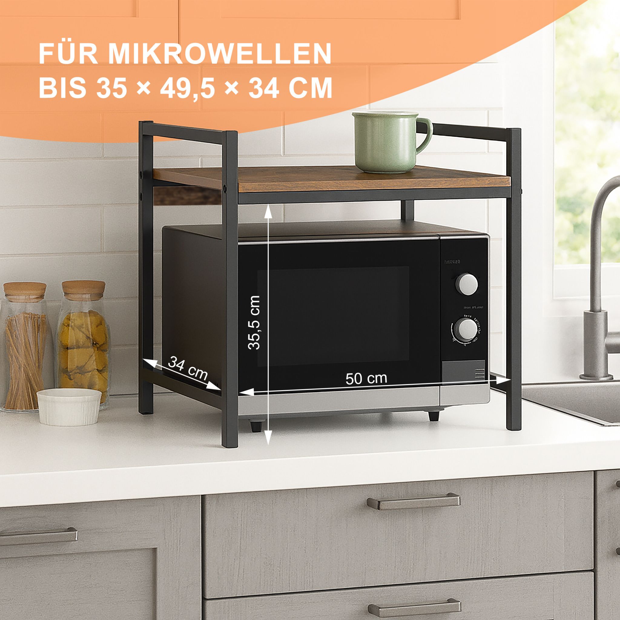 Mikrowellen Regal Dunkelbraun-Schwarz von Relaxdays