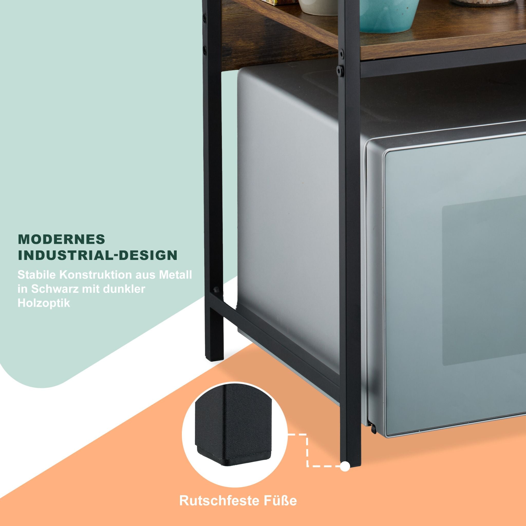 Mikrowellen Regal Dunkelbraun-Schwarz von Relaxdays