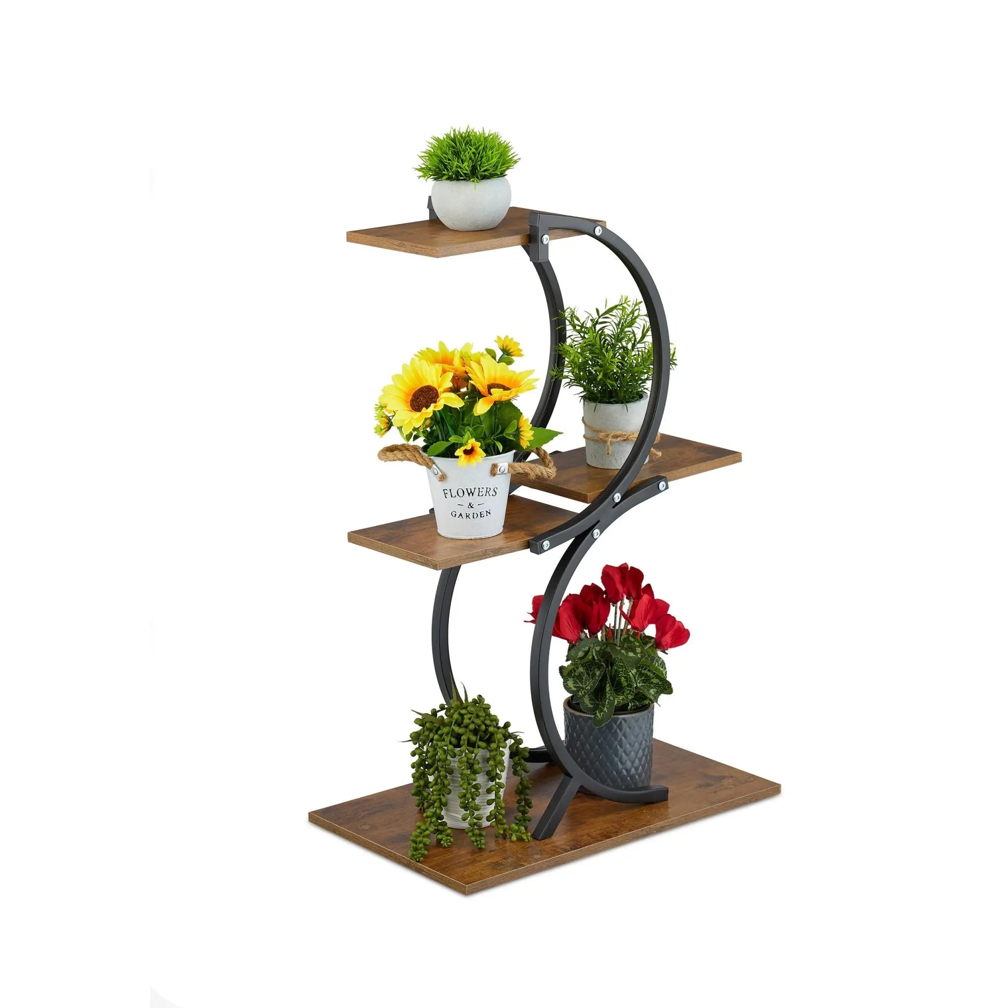 Pflanzenständer Industrial Design Dunkelbraun-Schwarz von Relaxdays