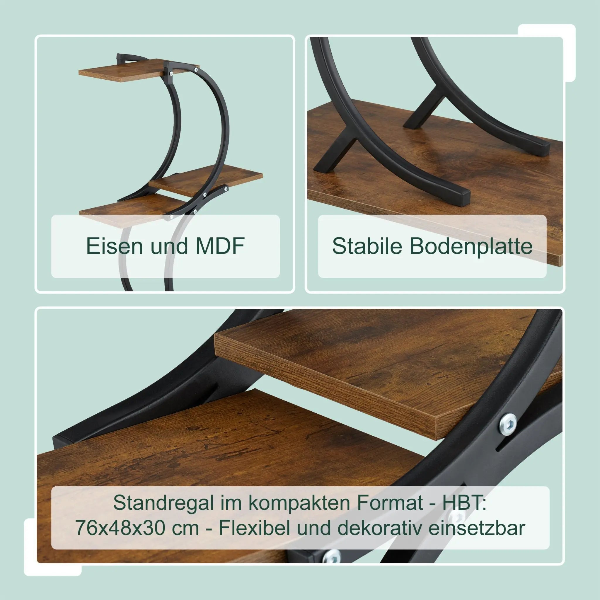 Pflanzenständer Industrial Design Dunkelbraun-Schwarz von Relaxdays