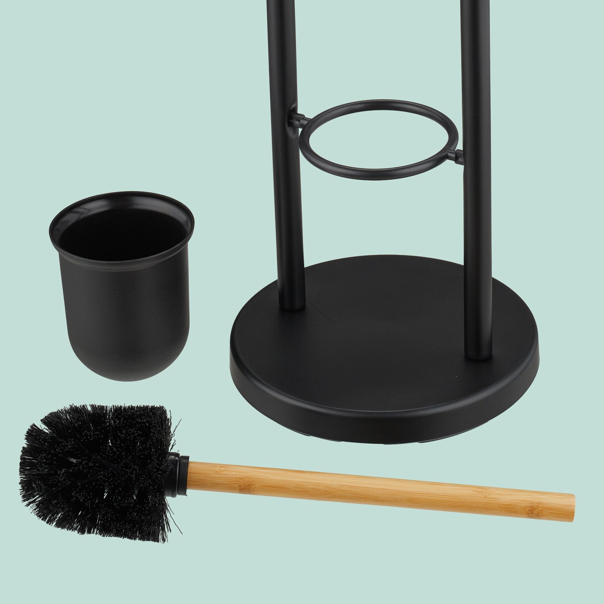 WC Garnitur mit Ablage Hellbraun-Schwarz von Relaxdays