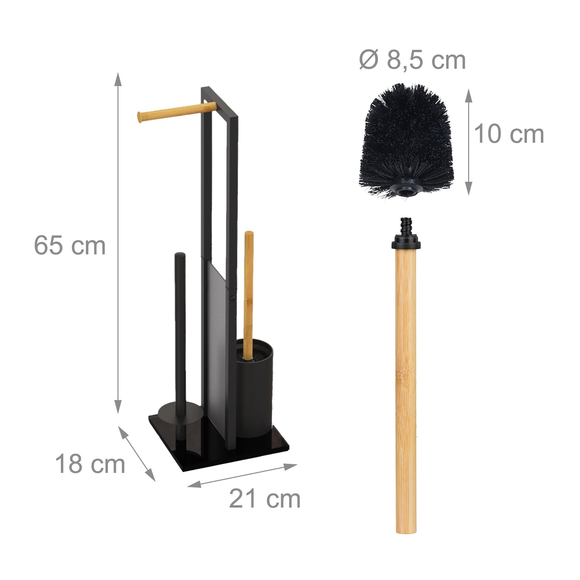WC Garnitur Bambus & Metall Hellbraun-Schwarz von Relaxdays