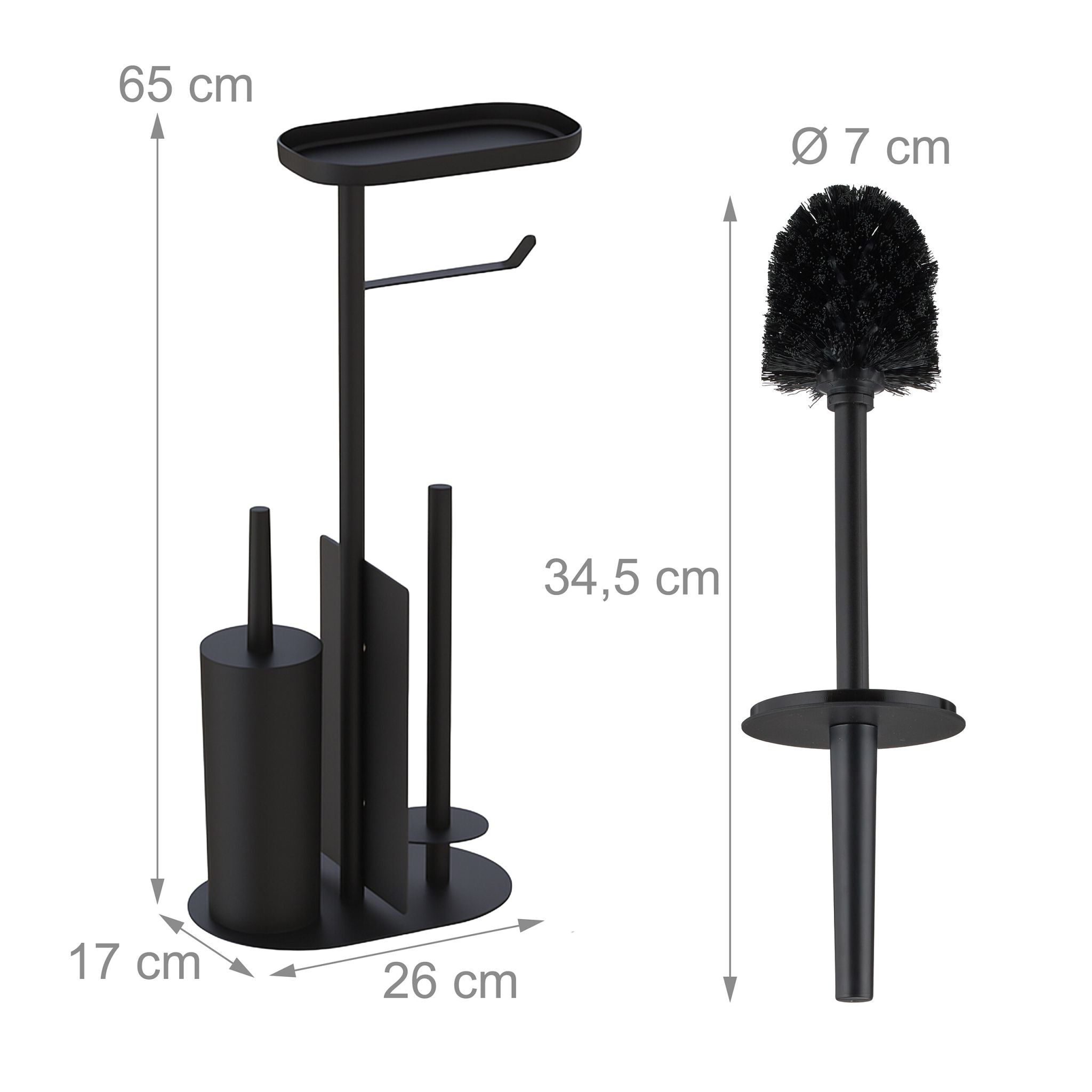 WC Garnitur Metall Schwarz