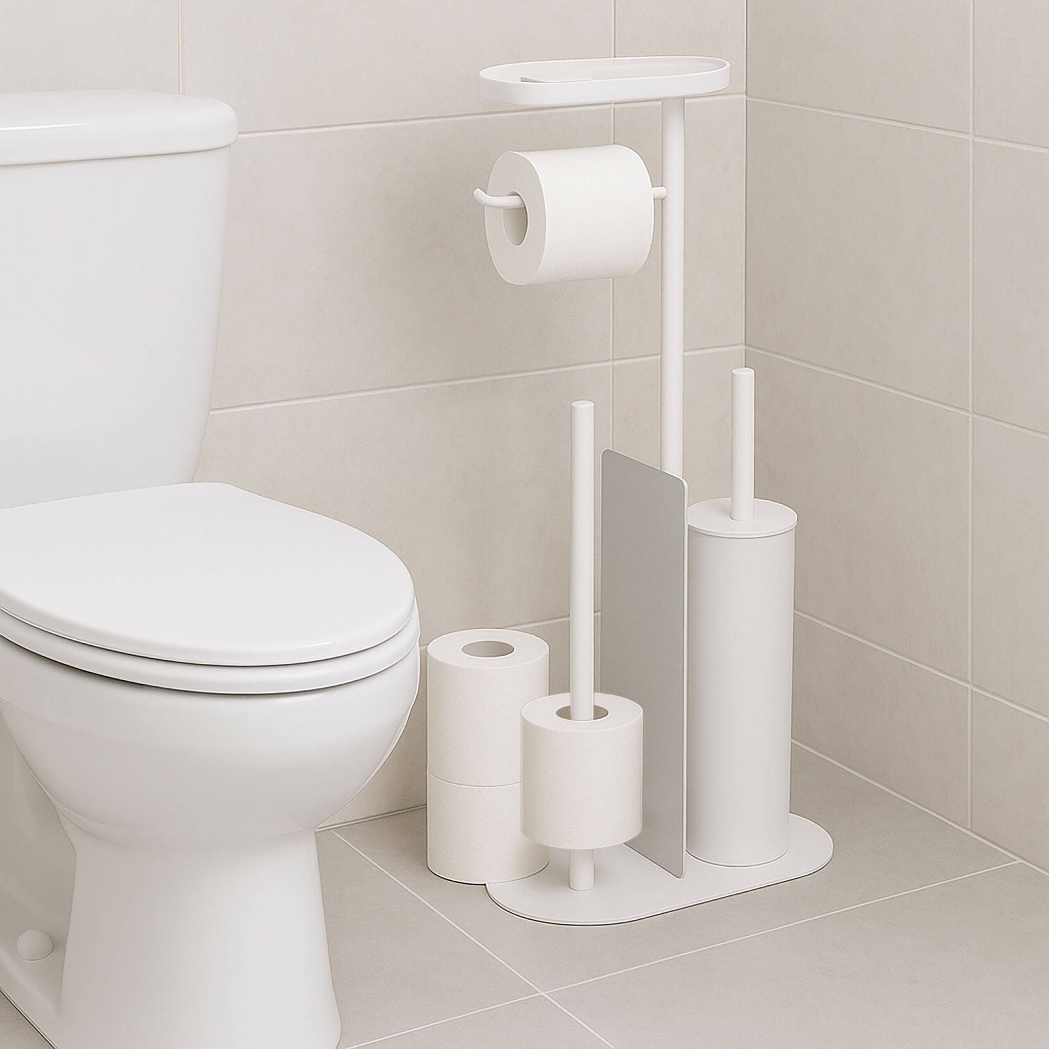 WC Garnitur Metall Weiss