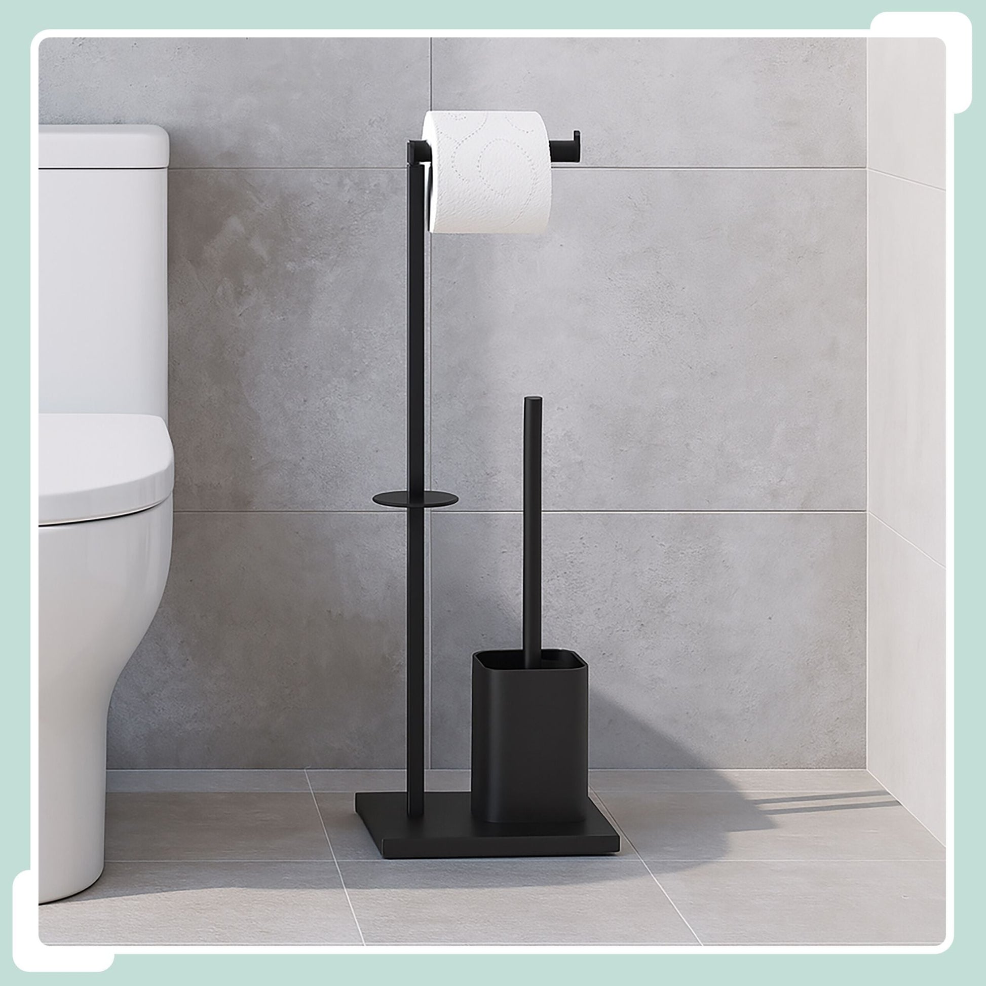 WC Garnitur Metall Schwarz von Relaxdays