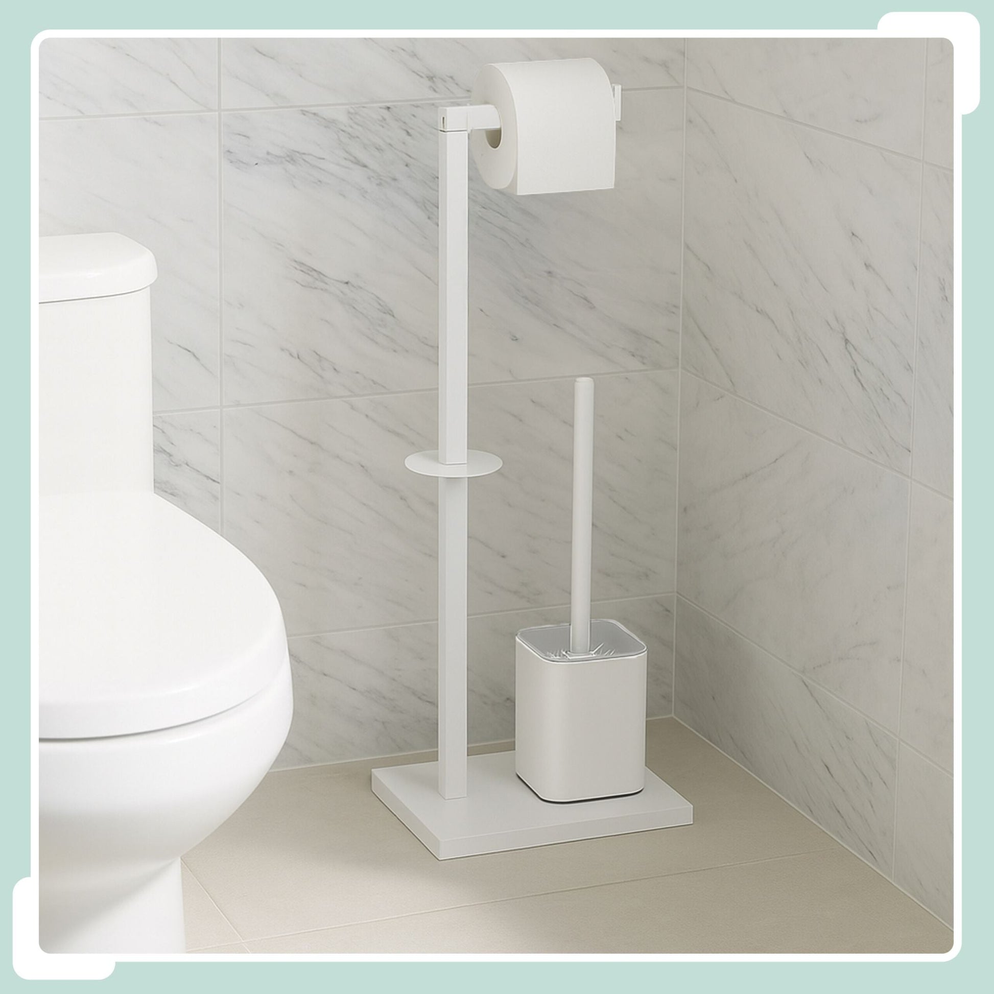 WC Garnitur Metall Weiss-Schwarz von Relaxdays