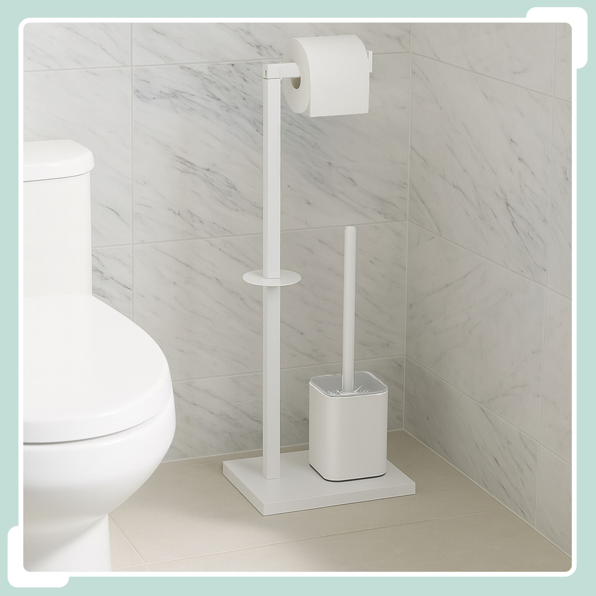 WC Garnitur Metall Weiss-Schwarz von Relaxdays