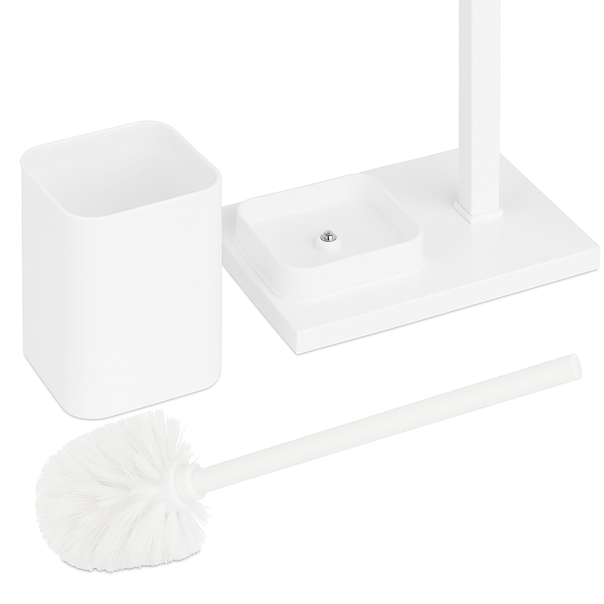 WC Garnitur Metall Weiss-Schwarz von Relaxdays