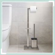 WC Garnitur Metall Schwarz-Silber von Relaxdays