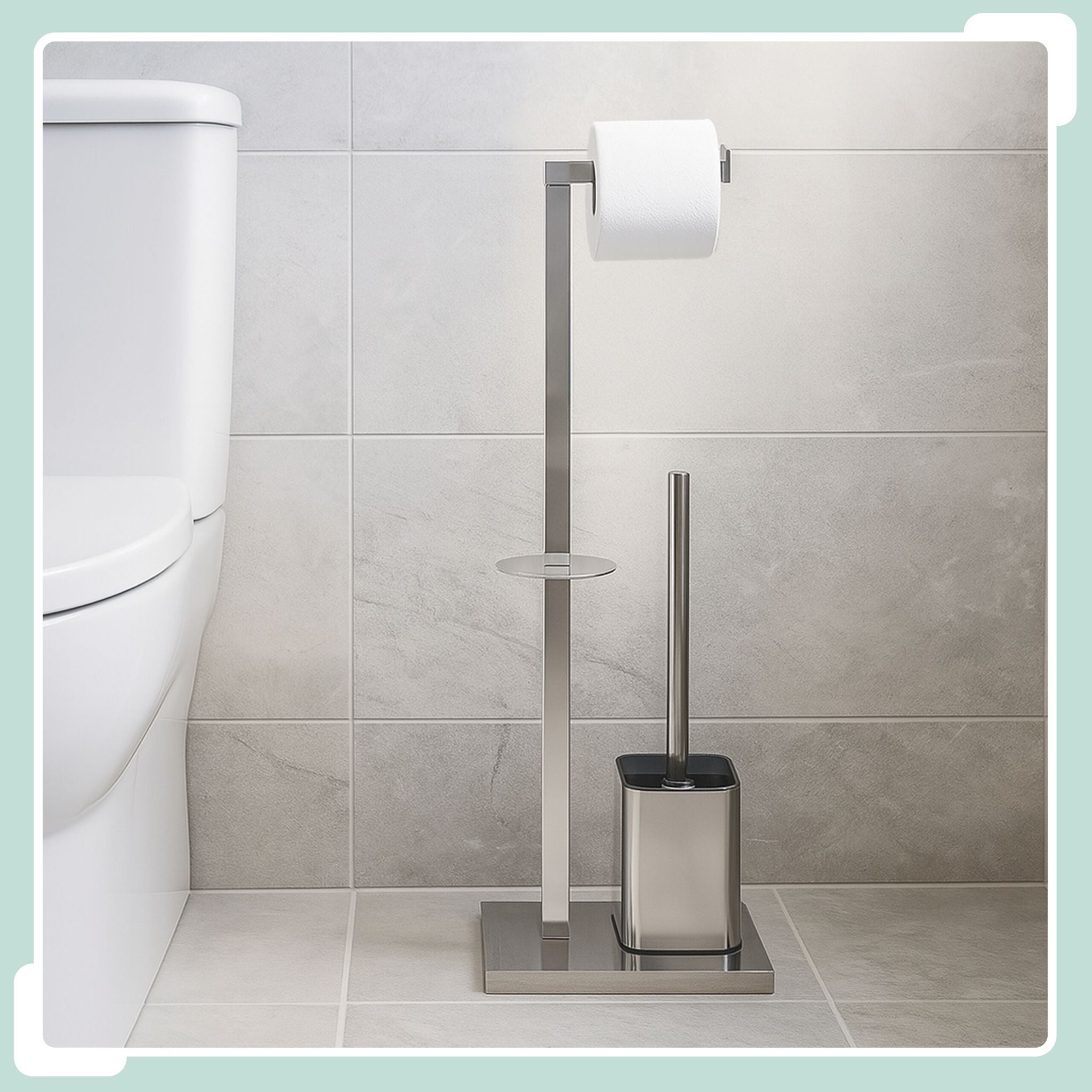 WC Garnitur Metall Schwarz-Silber von Relaxdays