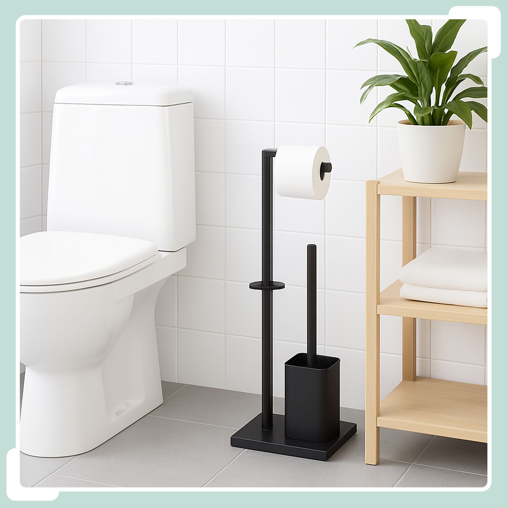 WC Garnitur Metall Schwarz-Silber von Relaxdays