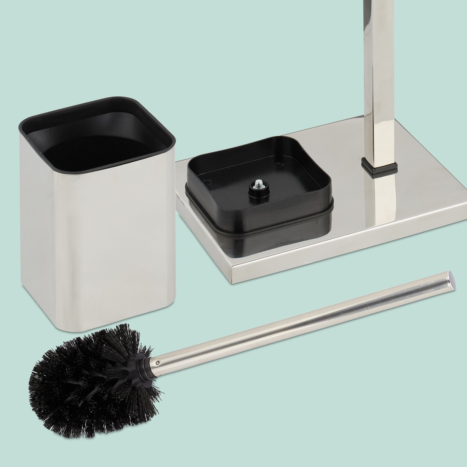 WC Garnitur Metall Schwarz-Silber von Relaxdays