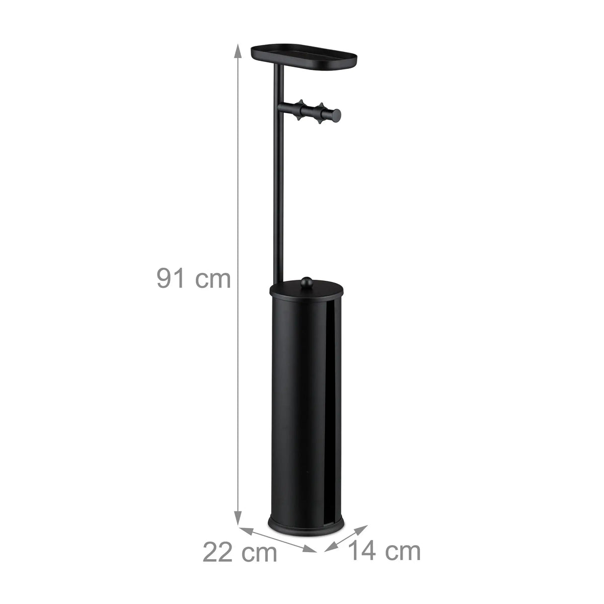 Toilettenpapierhalter mit Ablage Schwarz von Relaxdays