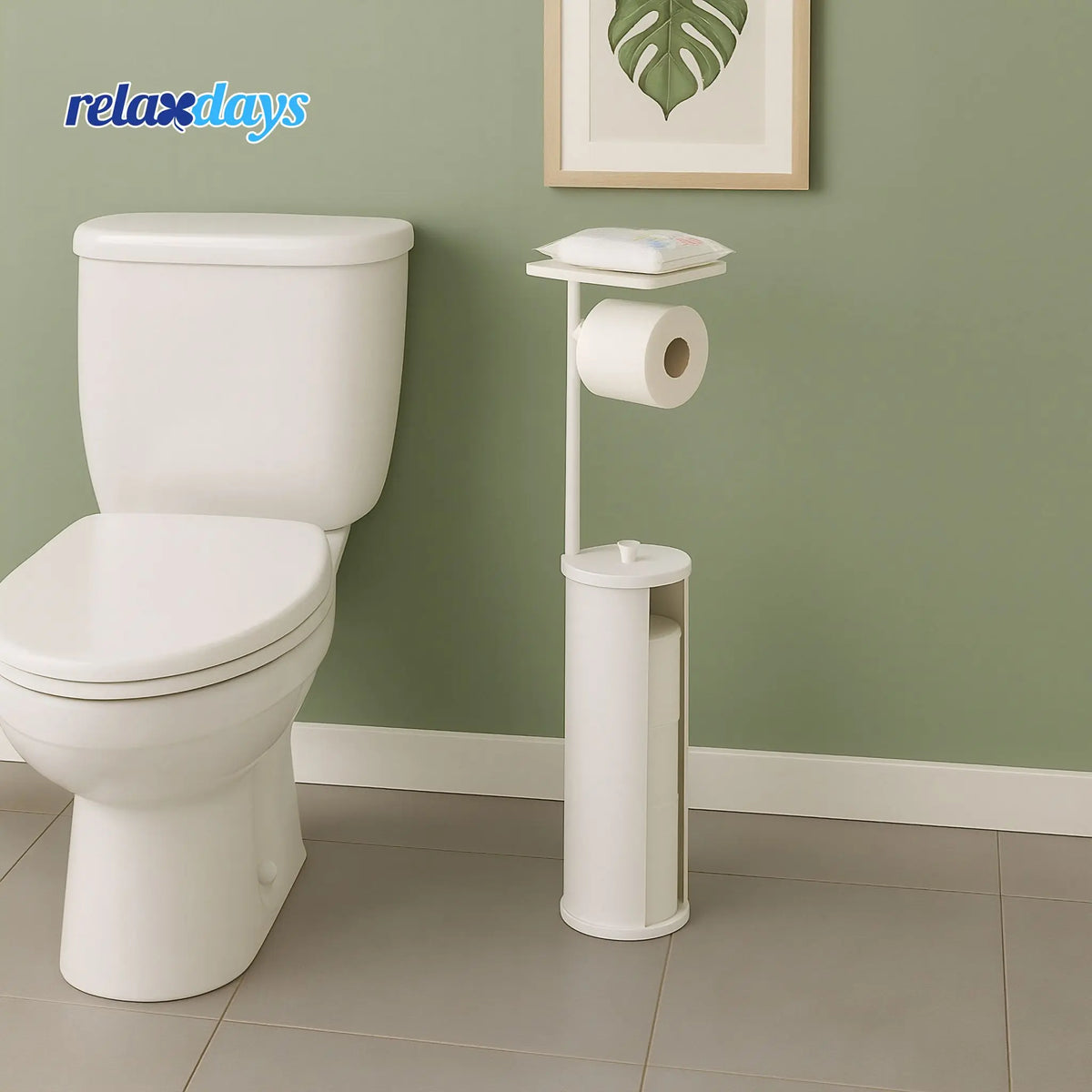Toilettenpapierhalter mit Ablage Weiss von Relaxdays