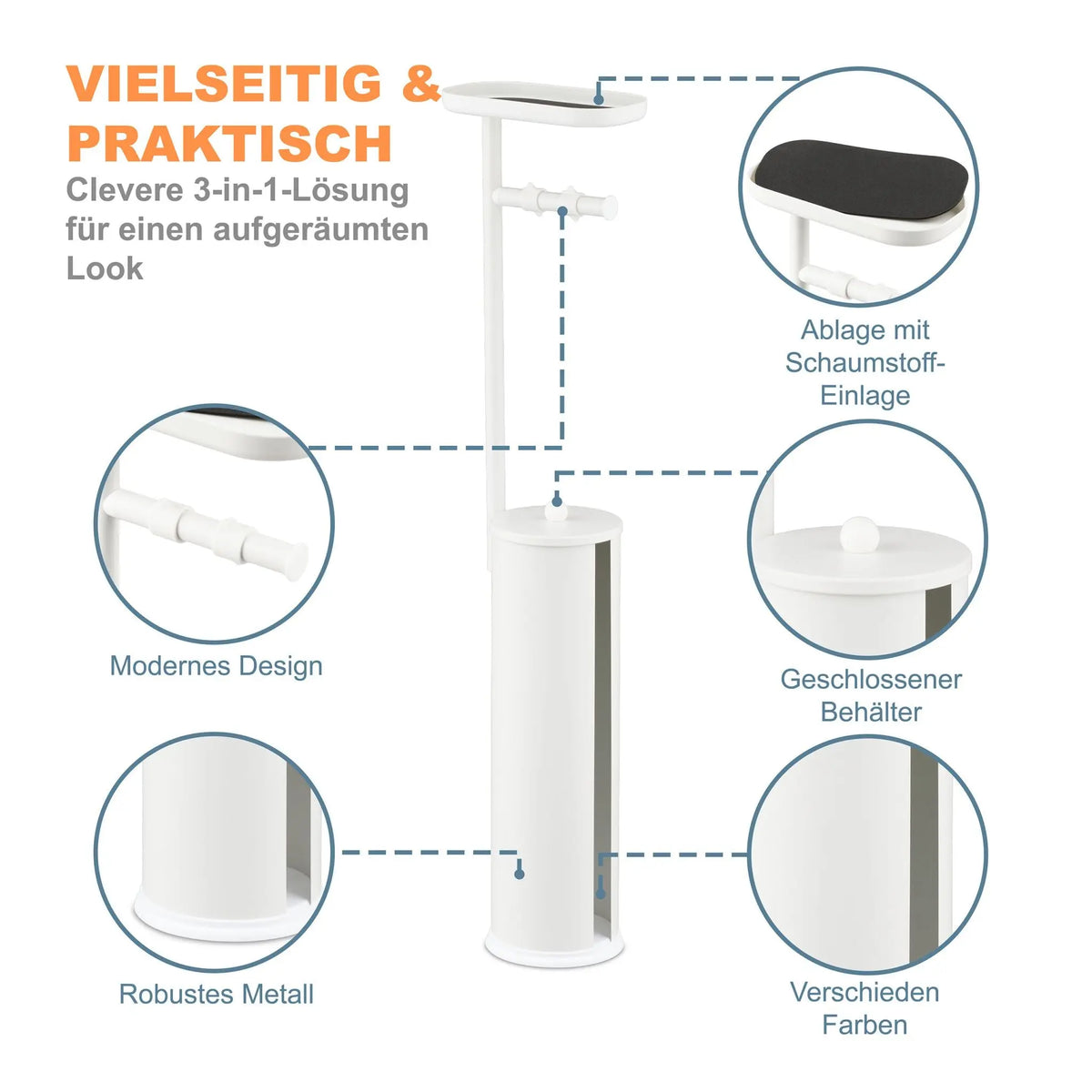 Toilettenpapierhalter mit Ablage Weiss von Relaxdays