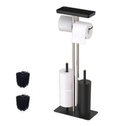 WC-Garnitur Edelstahl mit Ablage Schwarz-Silber von Relaxdays