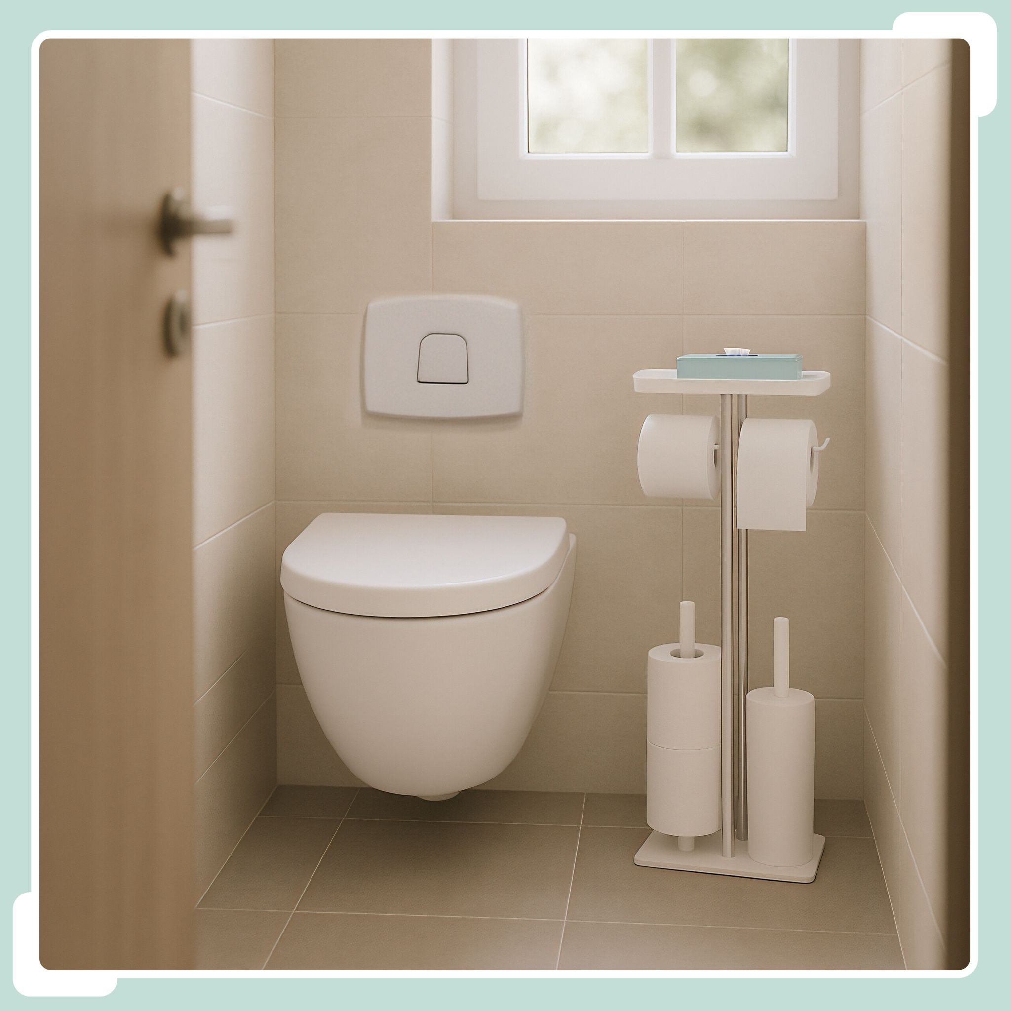 WC-Garnitur Edelstahl mit Ablage Schwarz-Silber von Relaxdays