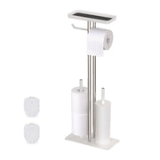 WC-Garnitur Edelstahl mit Ablage Weiss-Silber von Relaxdays